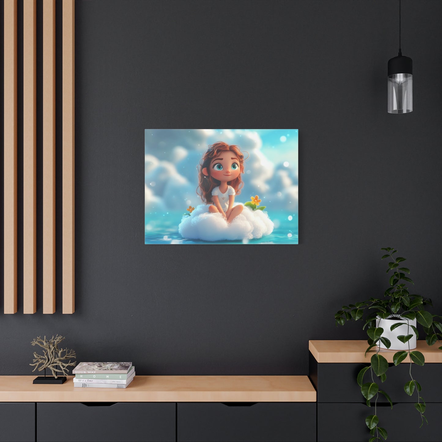☁️ Dívka na obláčku – Obraz jemnosti, snů a pohody