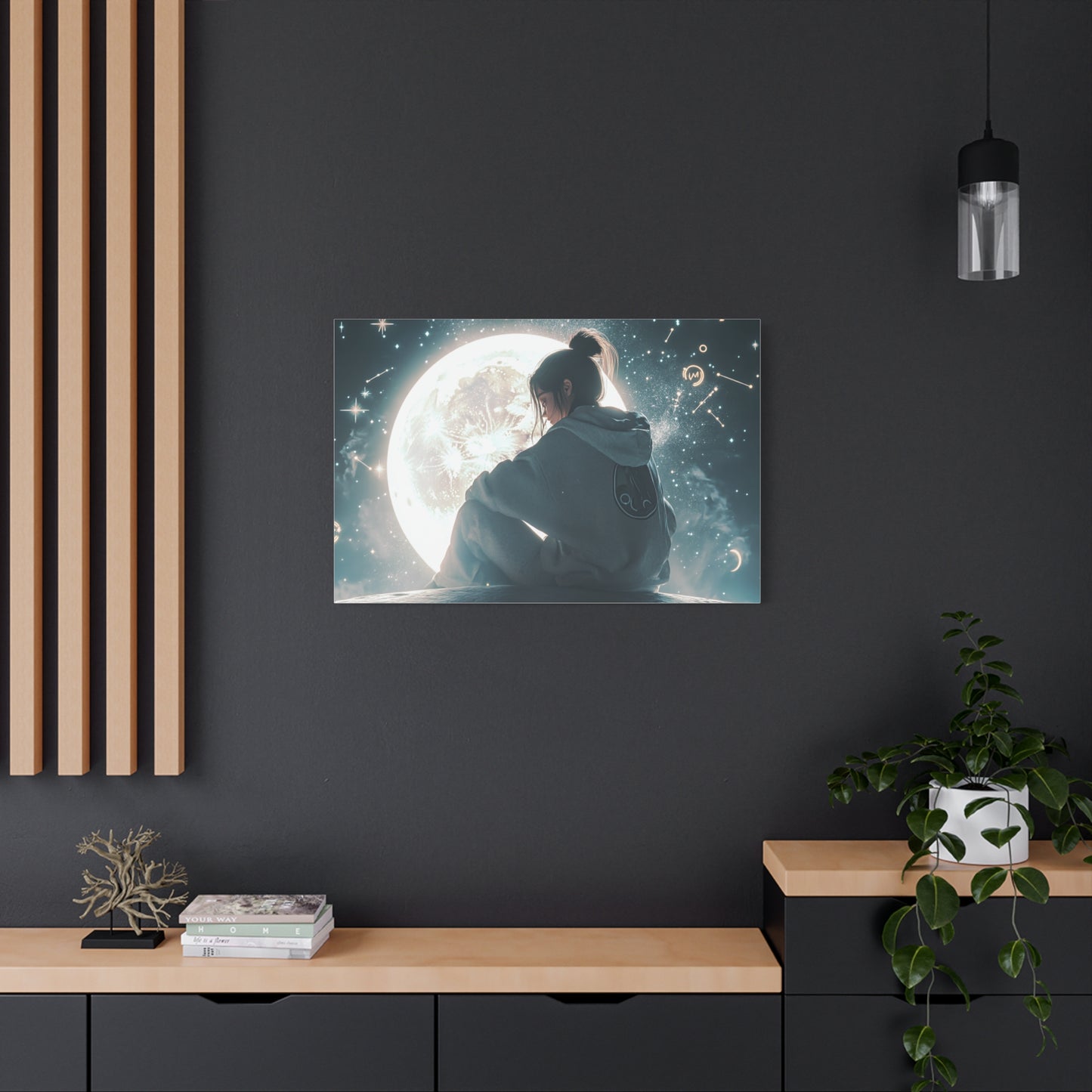 🌌 „Dívka a měsíc“ – Obraz, který ztiší celý vesmír