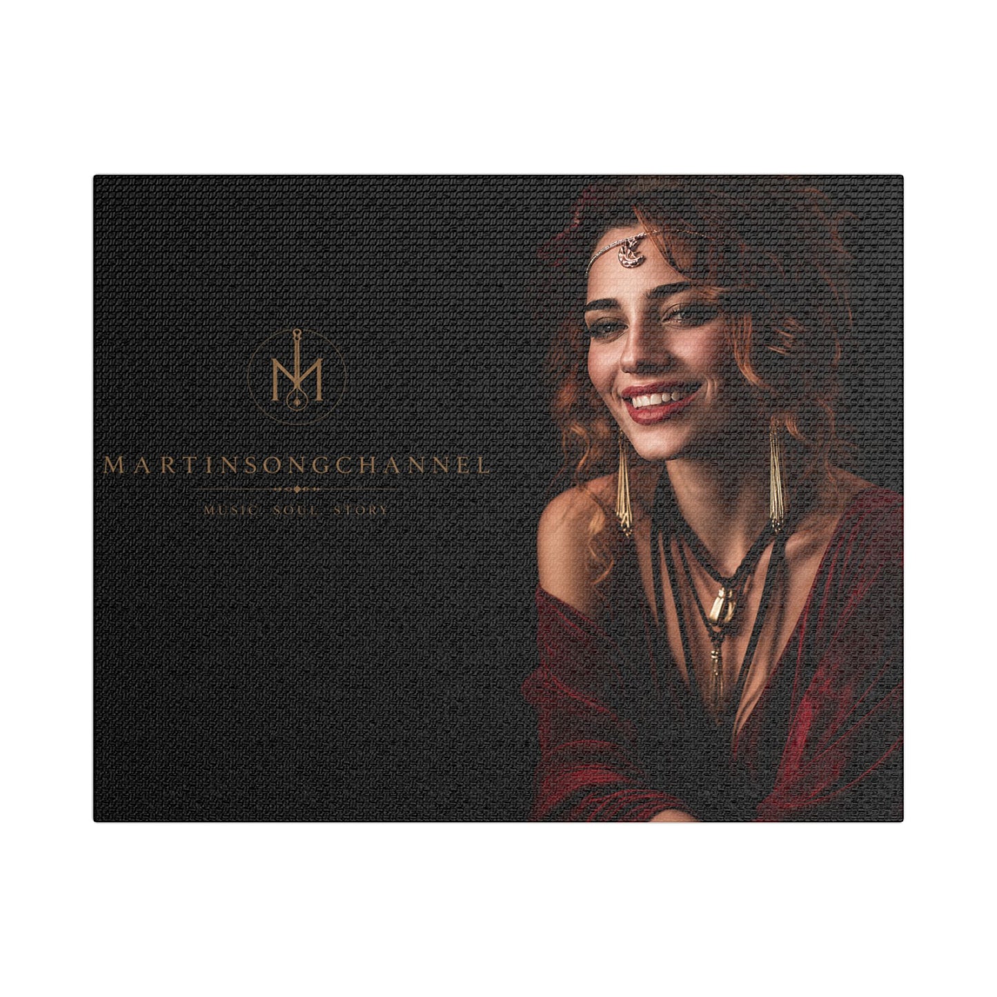 Portrait Satin Canvas Print - Elegant Bohemian Woman Wall Art (Stretched)