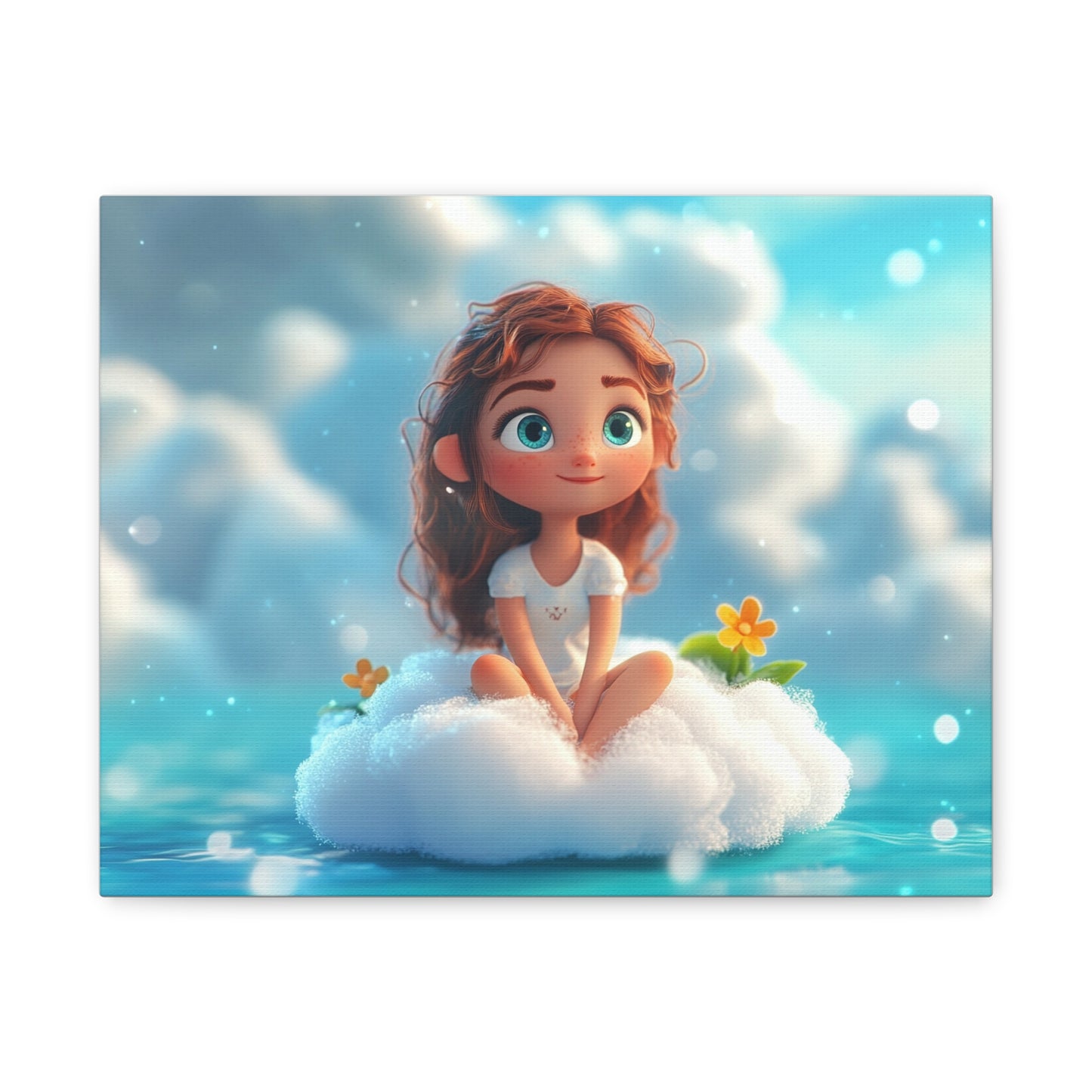 ☁️ Dívka na obláčku – Obraz jemnosti, snů a pohody