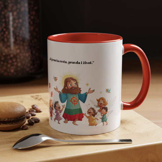 ✝️ „Já jsem ta cesta, pravda i život.“ – Dětský hrnek s vírou a úsměvem