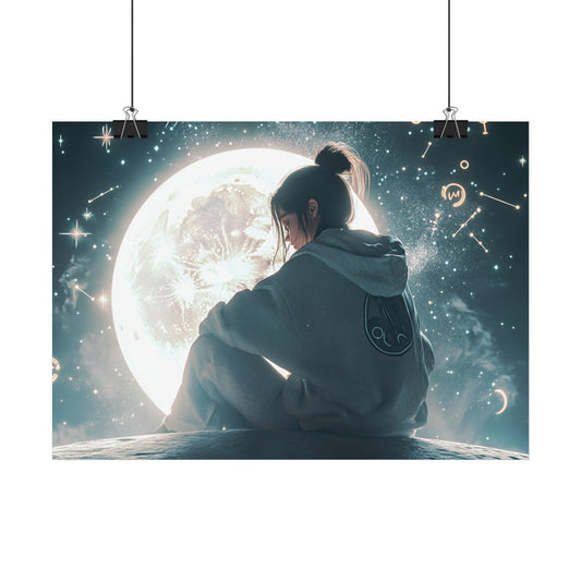 Plakát - Girl with moon