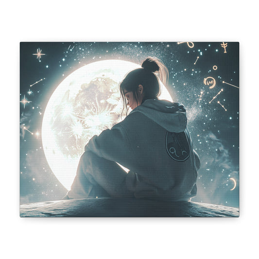 🌌 „Dívka a měsíc“ – Obraz, který ztiší celý vesmír