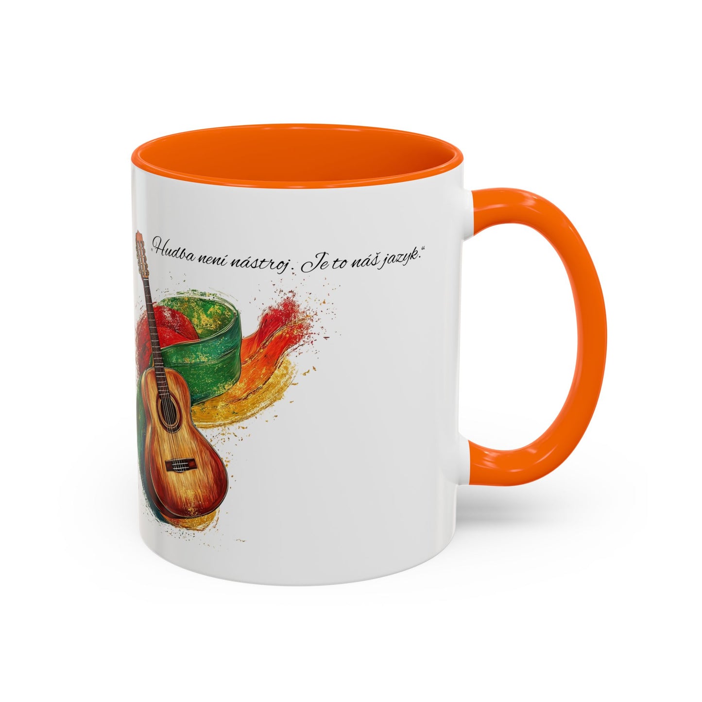 🎶 Hrnek s kytarou a citátem – Hudba je náš jazyk