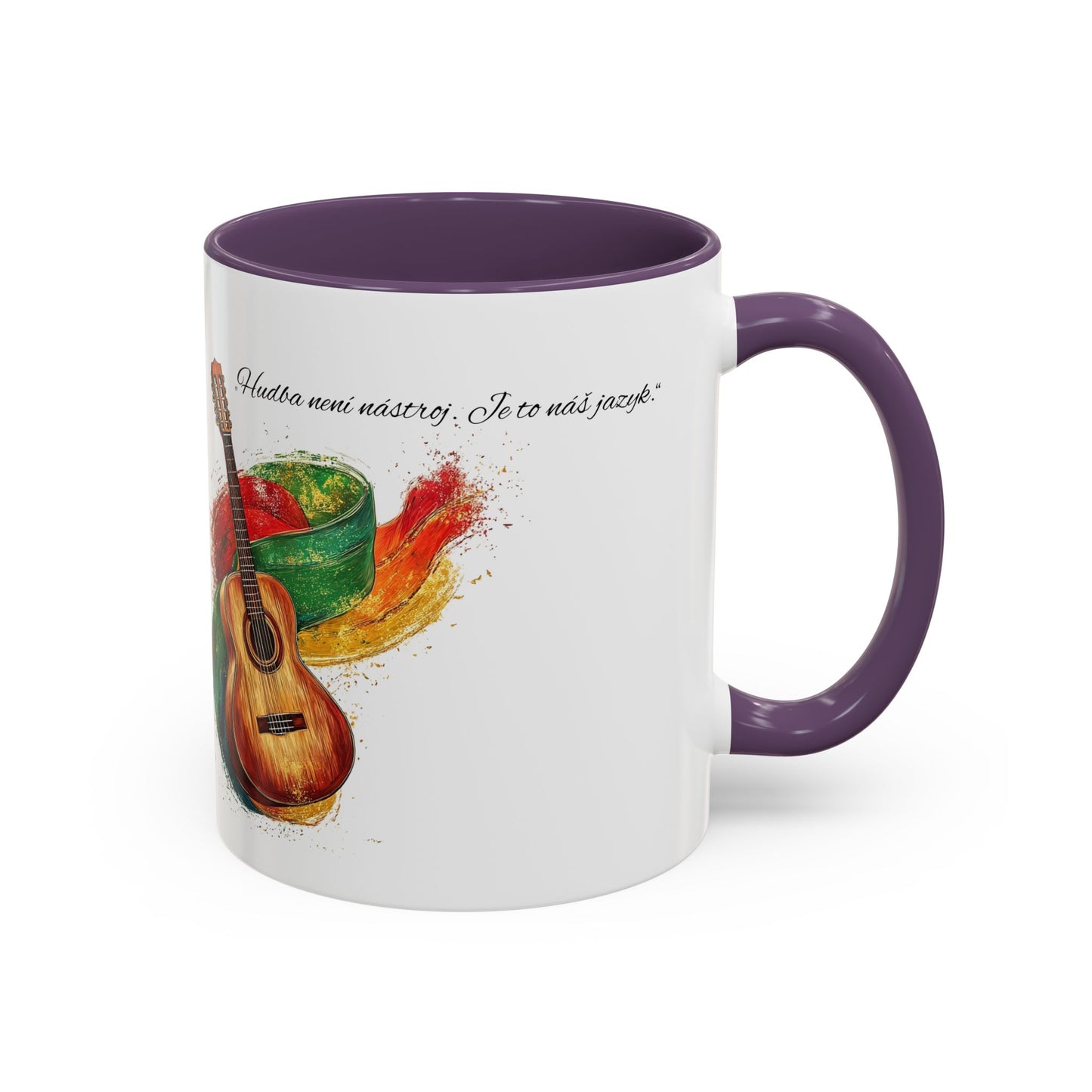 🎶 Hrnek s kytarou a citátem – Hudba je náš jazyk