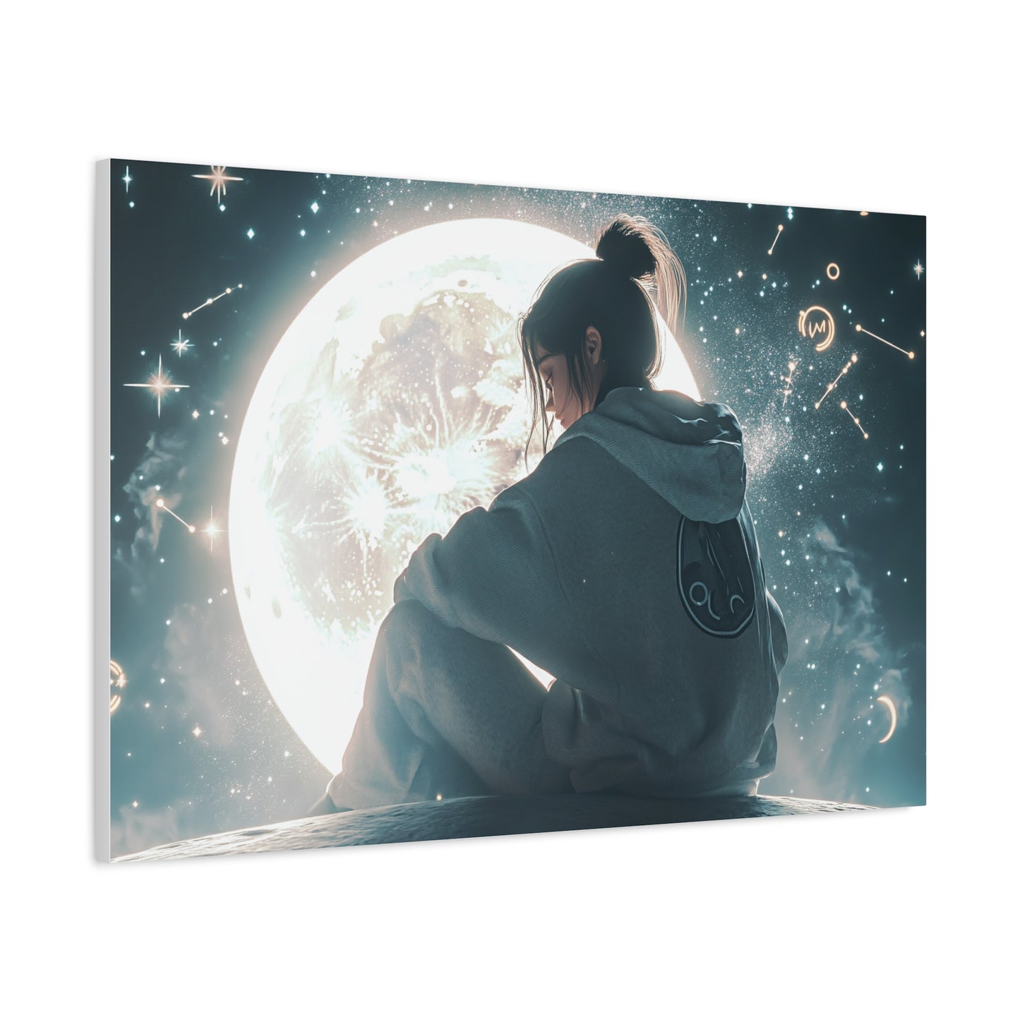 🌌 „Dívka a měsíc“ – Obraz, který ztiší celý vesmír