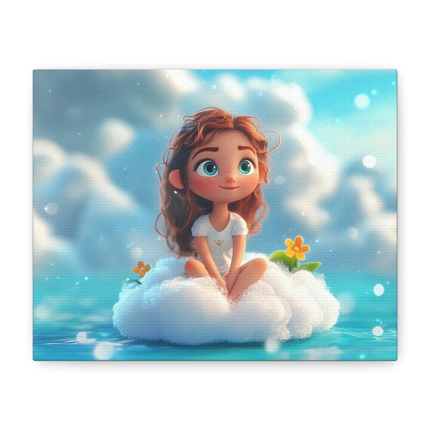 ☁️ Dívka na obláčku – Obraz jemnosti, snů a pohody