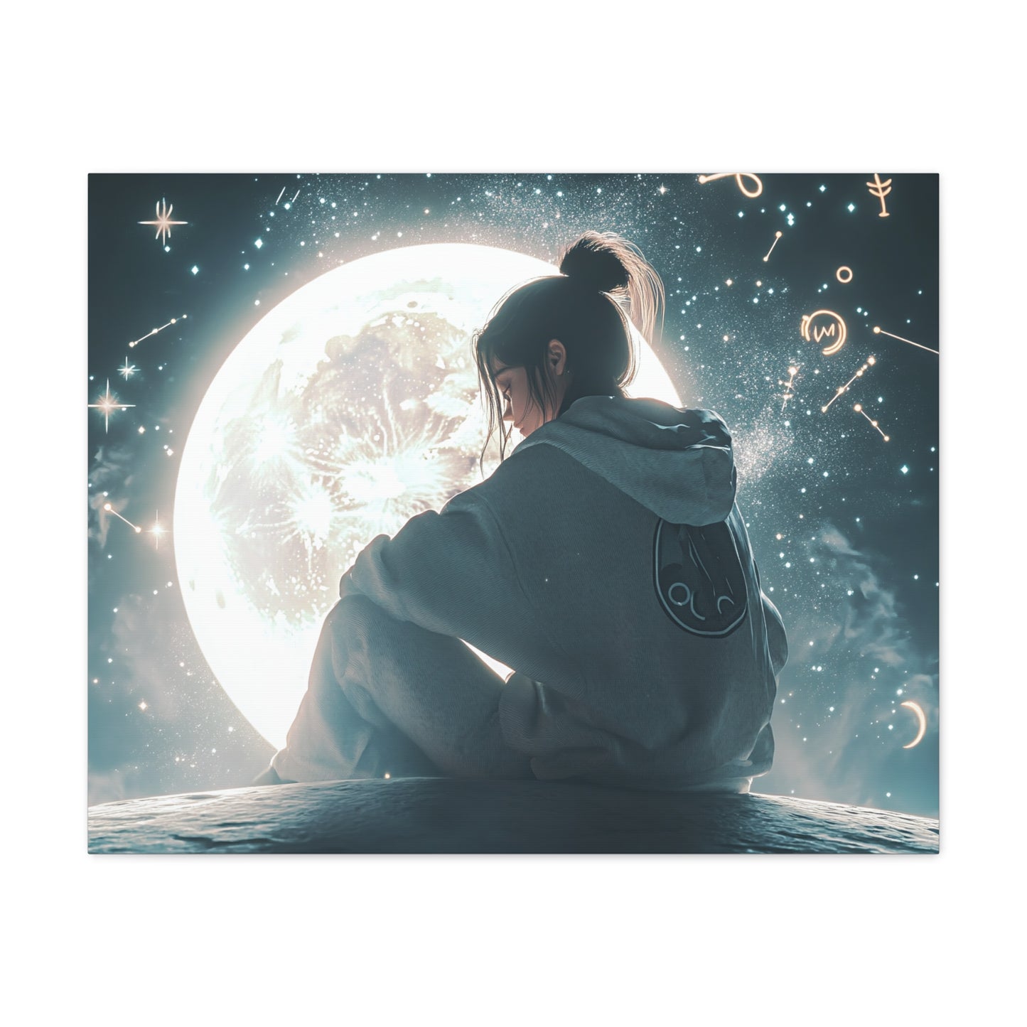 🌌 „Dívka a měsíc“ – Obraz, který ztiší celý vesmír