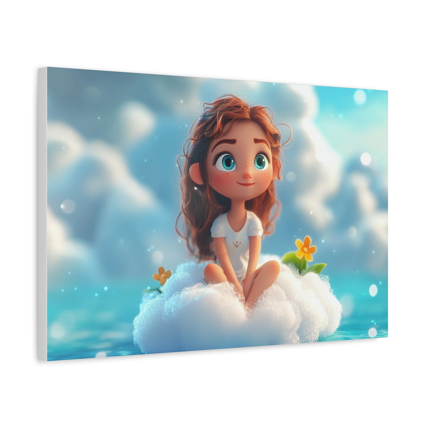 ☁️ Dívka na obláčku – Obraz jemnosti, snů a pohody