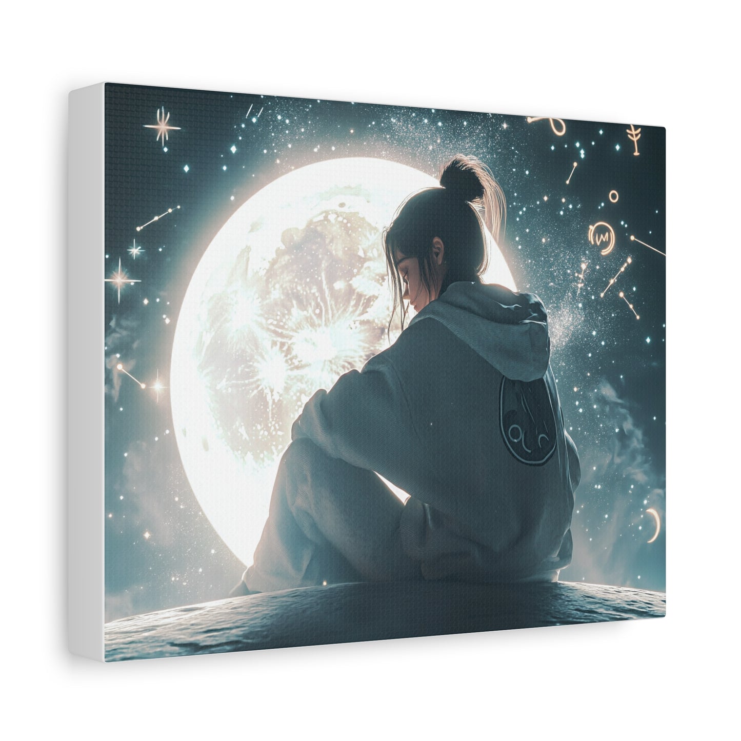 🌌 „Dívka a měsíc“ – Obraz, který ztiší celý vesmír