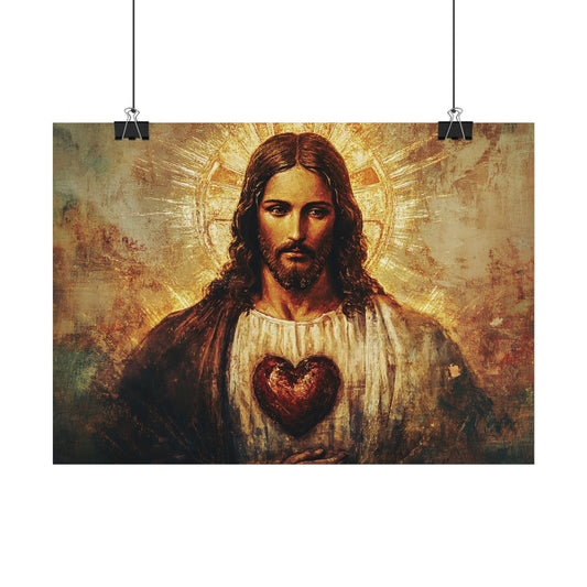 ✝️ Nejsvětější srdce Ježíšovo – Plakát víry a oddanosti