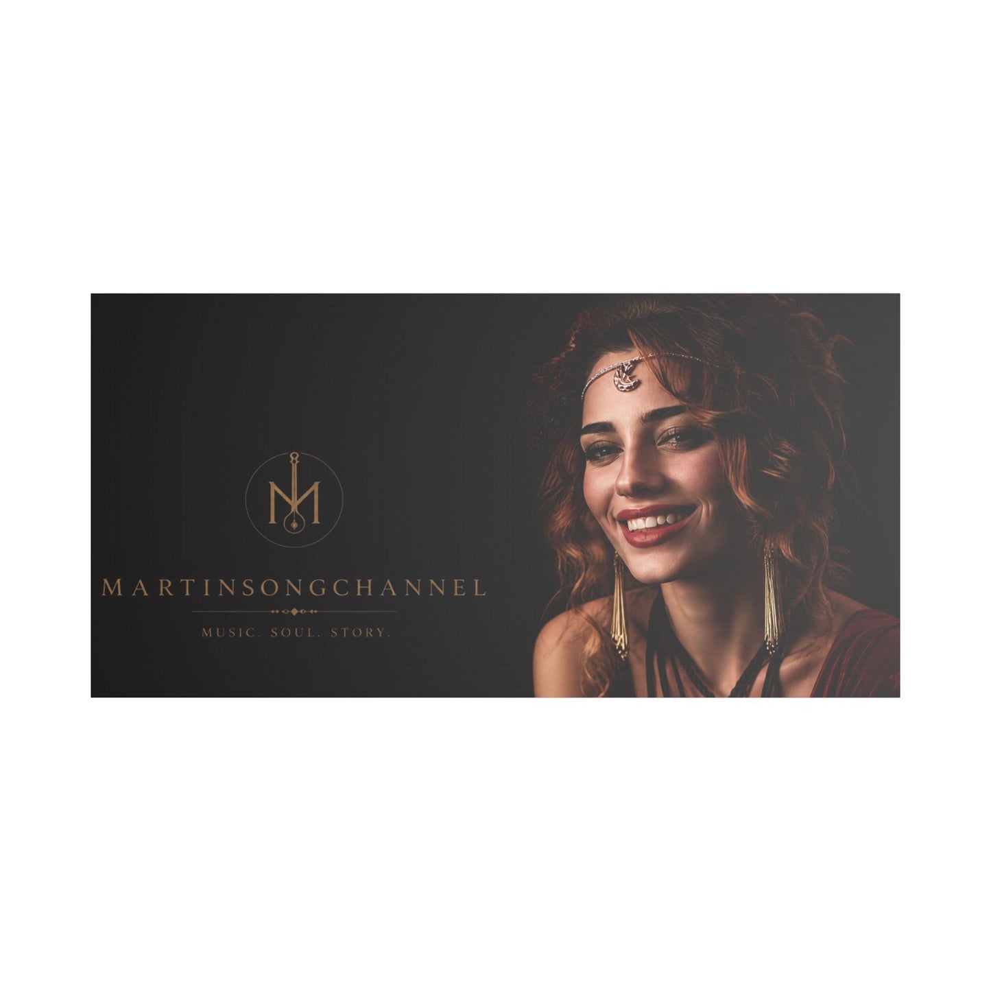 Portrait Satin Canvas Print - Elegant Bohemian Woman Wall Art (Stretched)