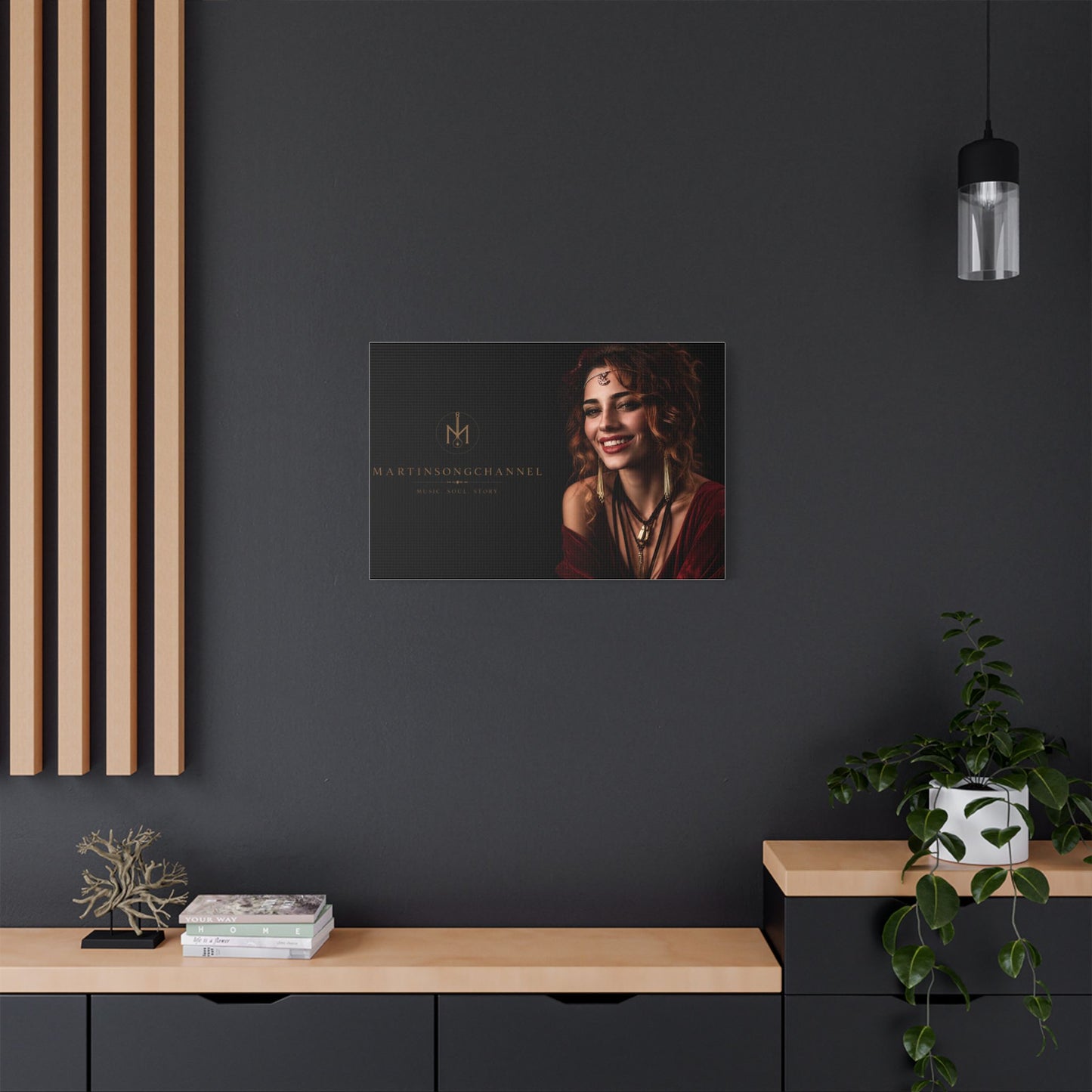 Portrait Satin Canvas Print - Elegant Bohemian Woman Wall Art (Stretched)