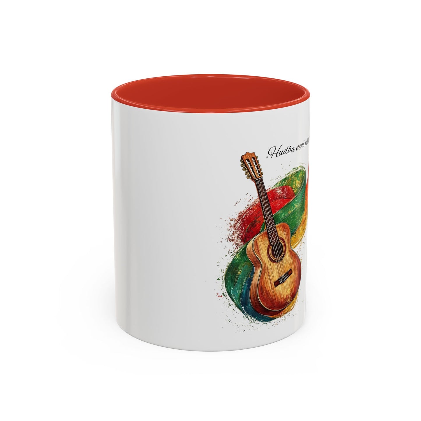 🎶 Hrnek s kytarou a citátem – Hudba je náš jazyk