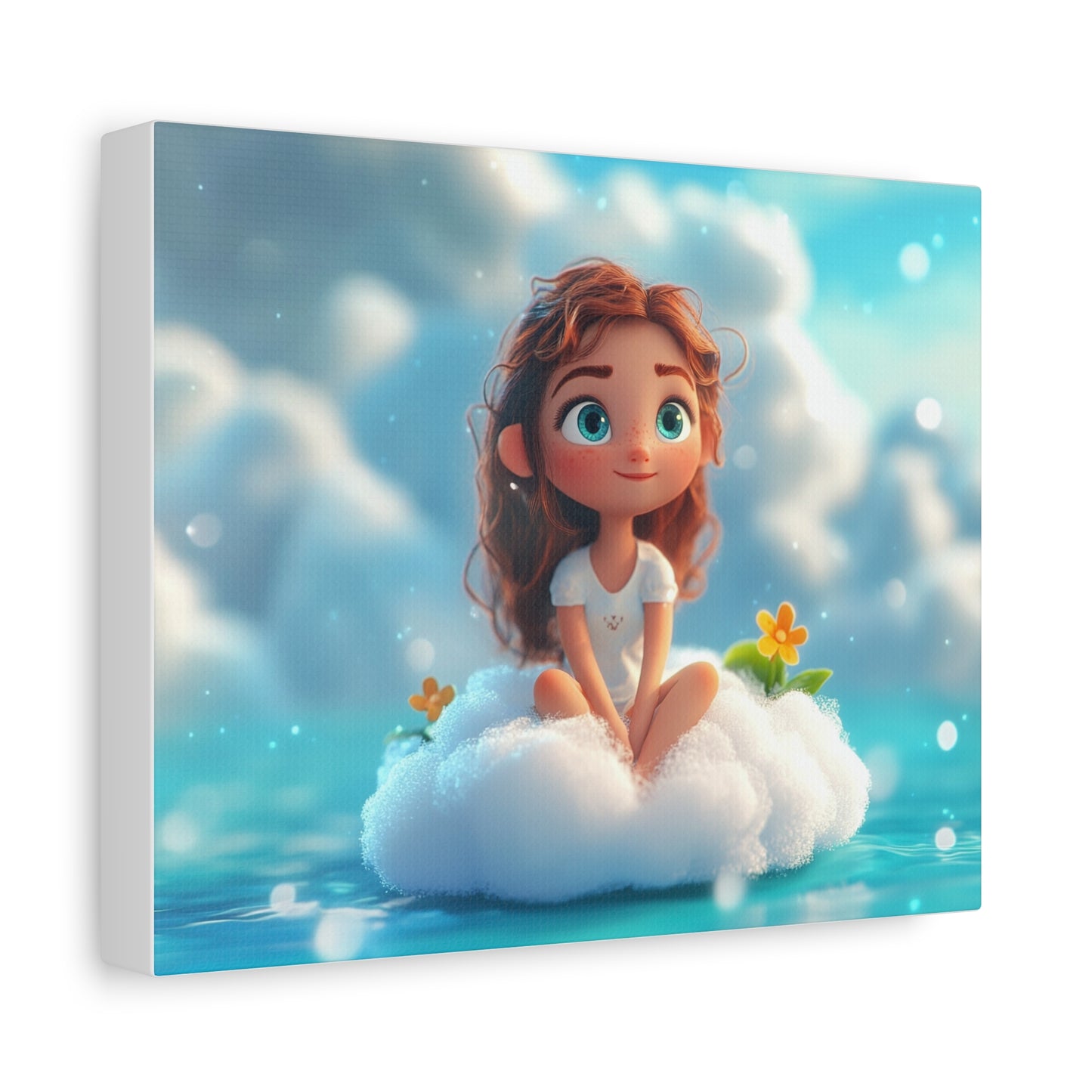 ☁️ Dívka na obláčku – Obraz jemnosti, snů a pohody