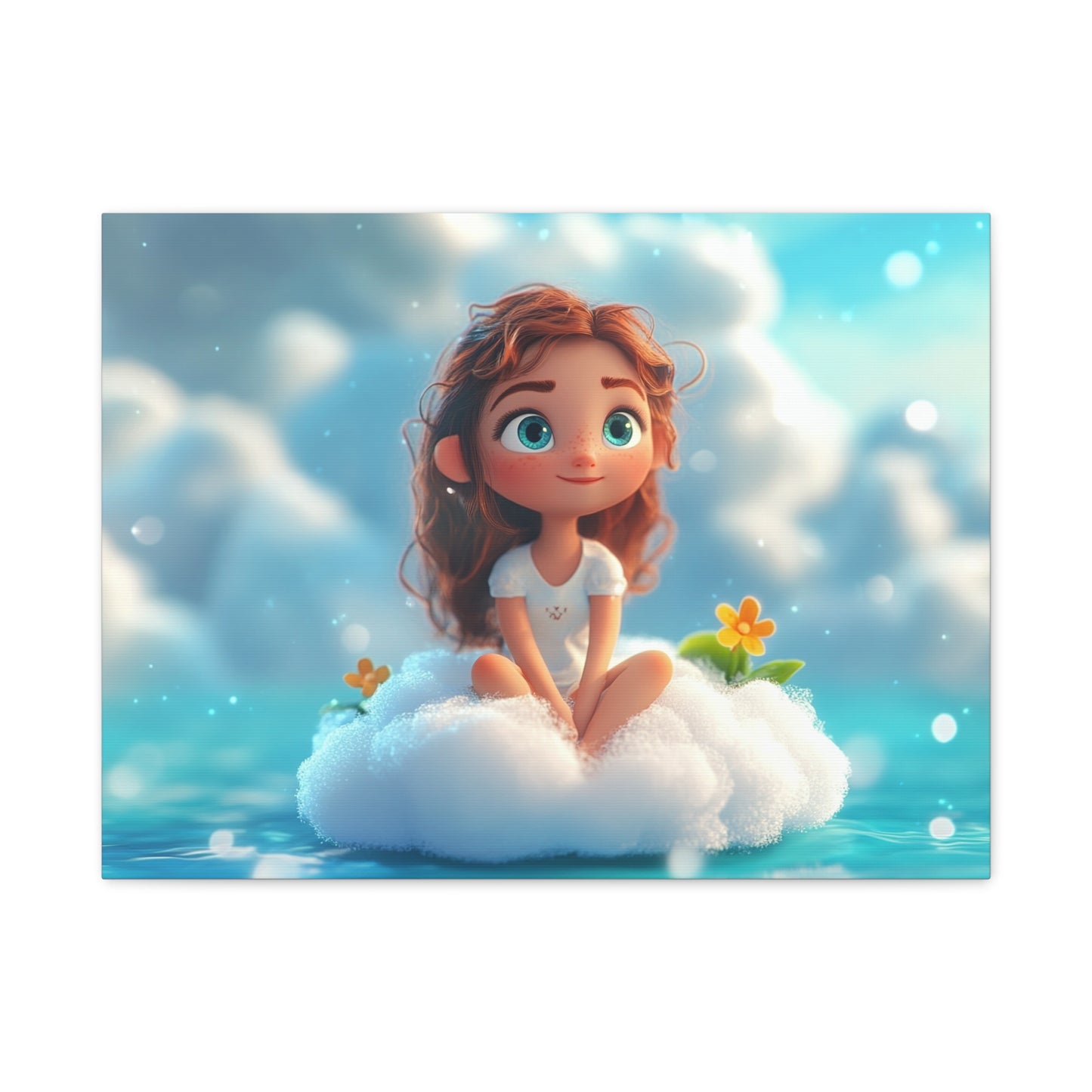 ☁️ Dívka na obláčku – Obraz jemnosti, snů a pohody