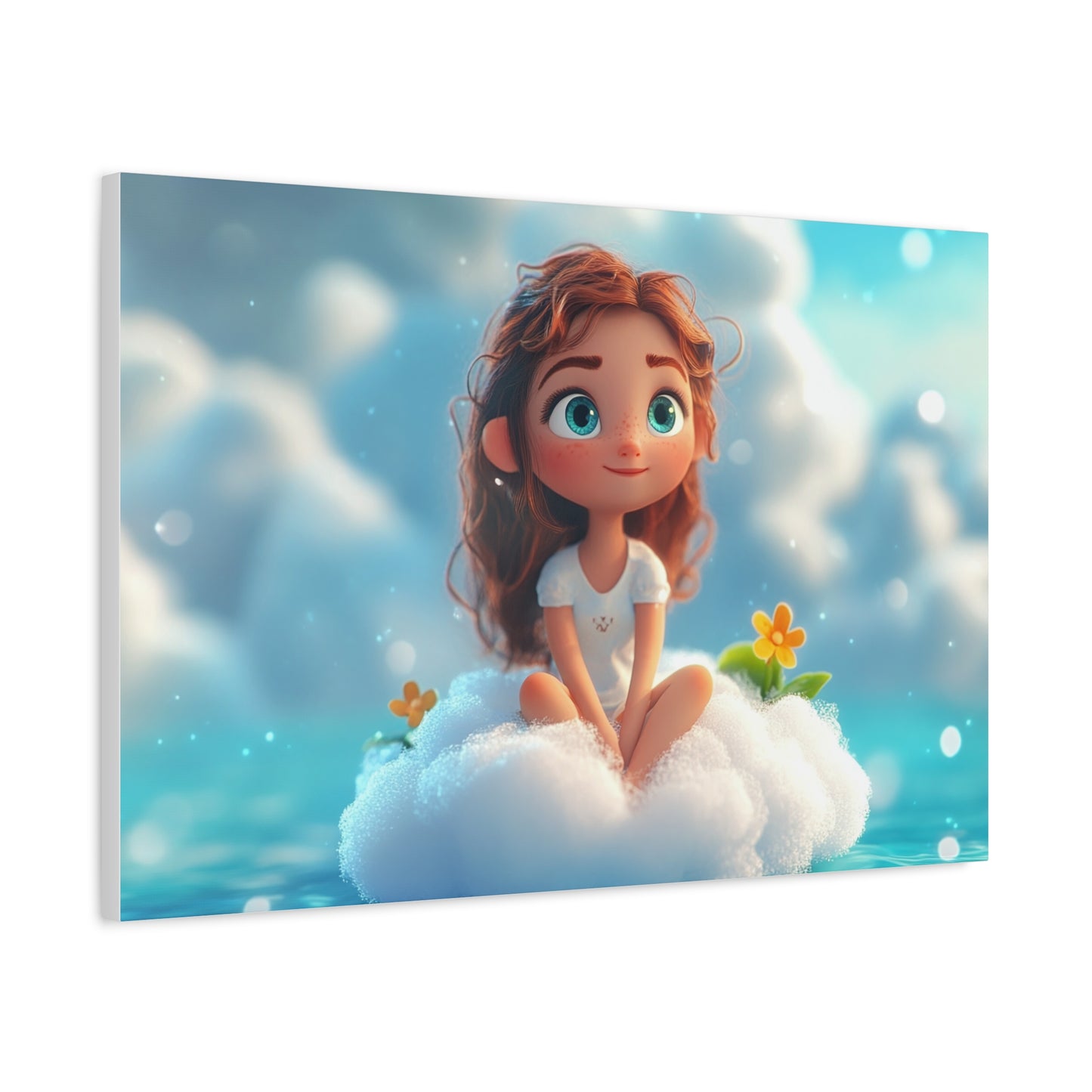 ☁️ Dívka na obláčku – Obraz jemnosti, snů a pohody