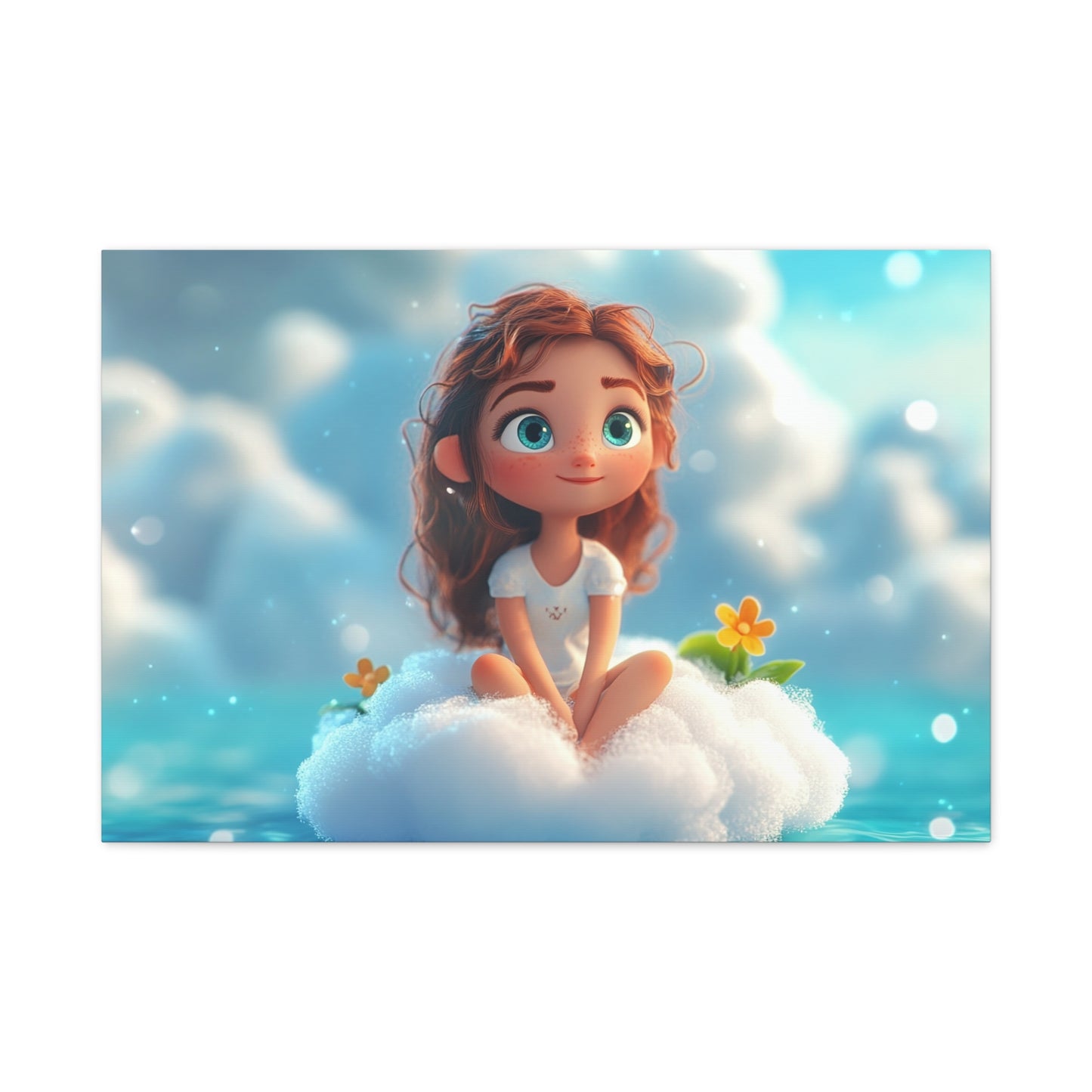 ☁️ Dívka na obláčku – Obraz jemnosti, snů a pohody