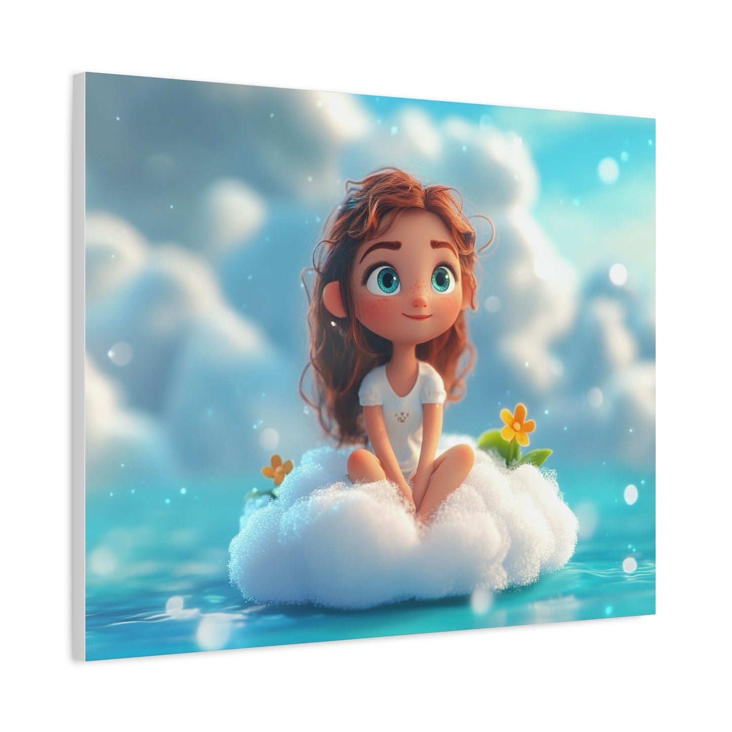 ☁️ Dívka na obláčku – Obraz jemnosti, snů a pohody