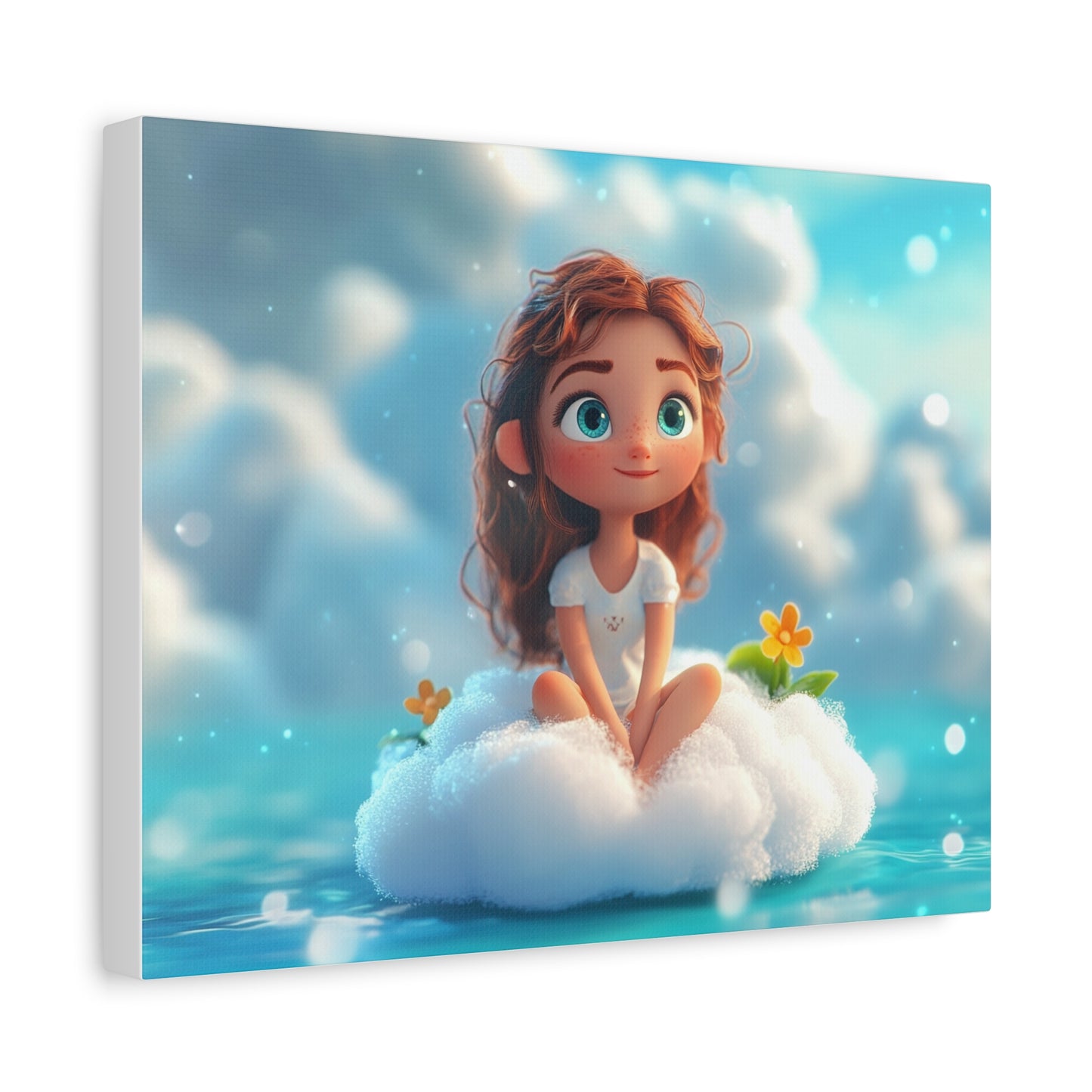 ☁️ Dívka na obláčku – Obraz jemnosti, snů a pohody