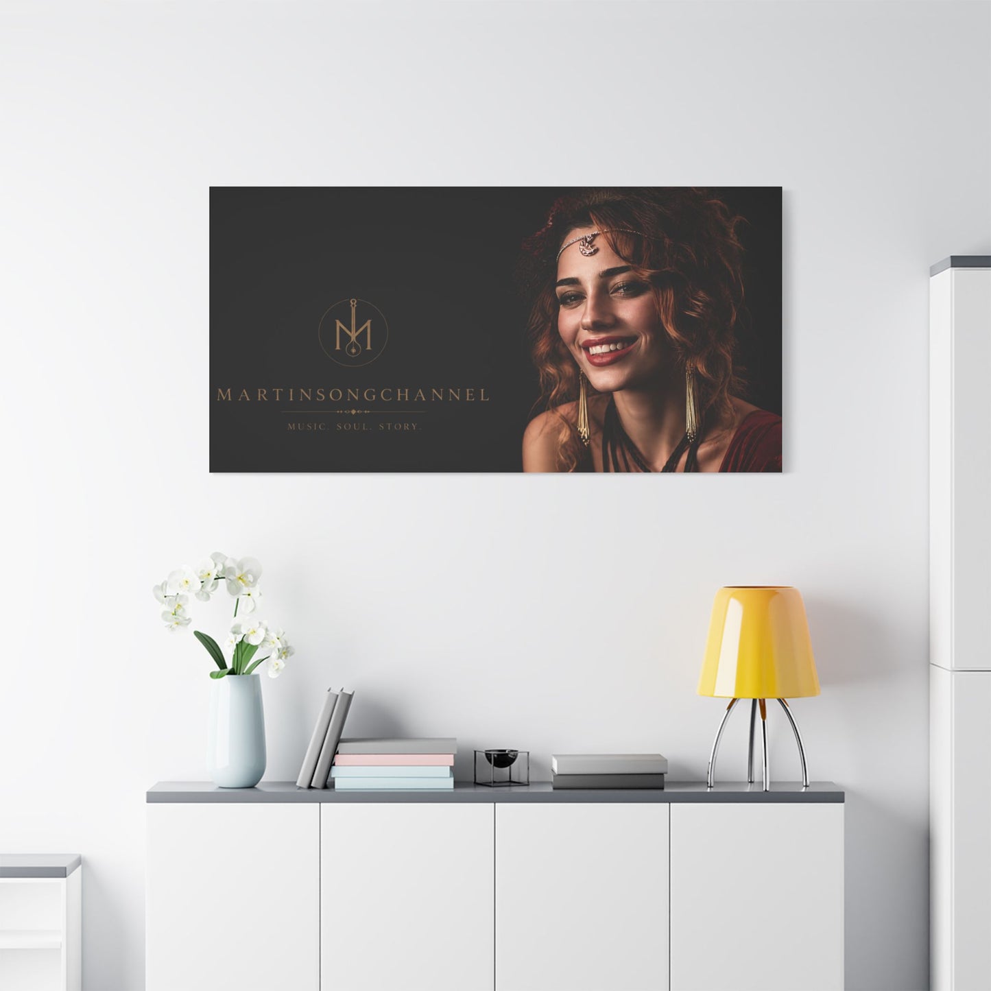 Portrait Satin Canvas Print - Elegant Bohemian Woman Wall Art (Stretched)