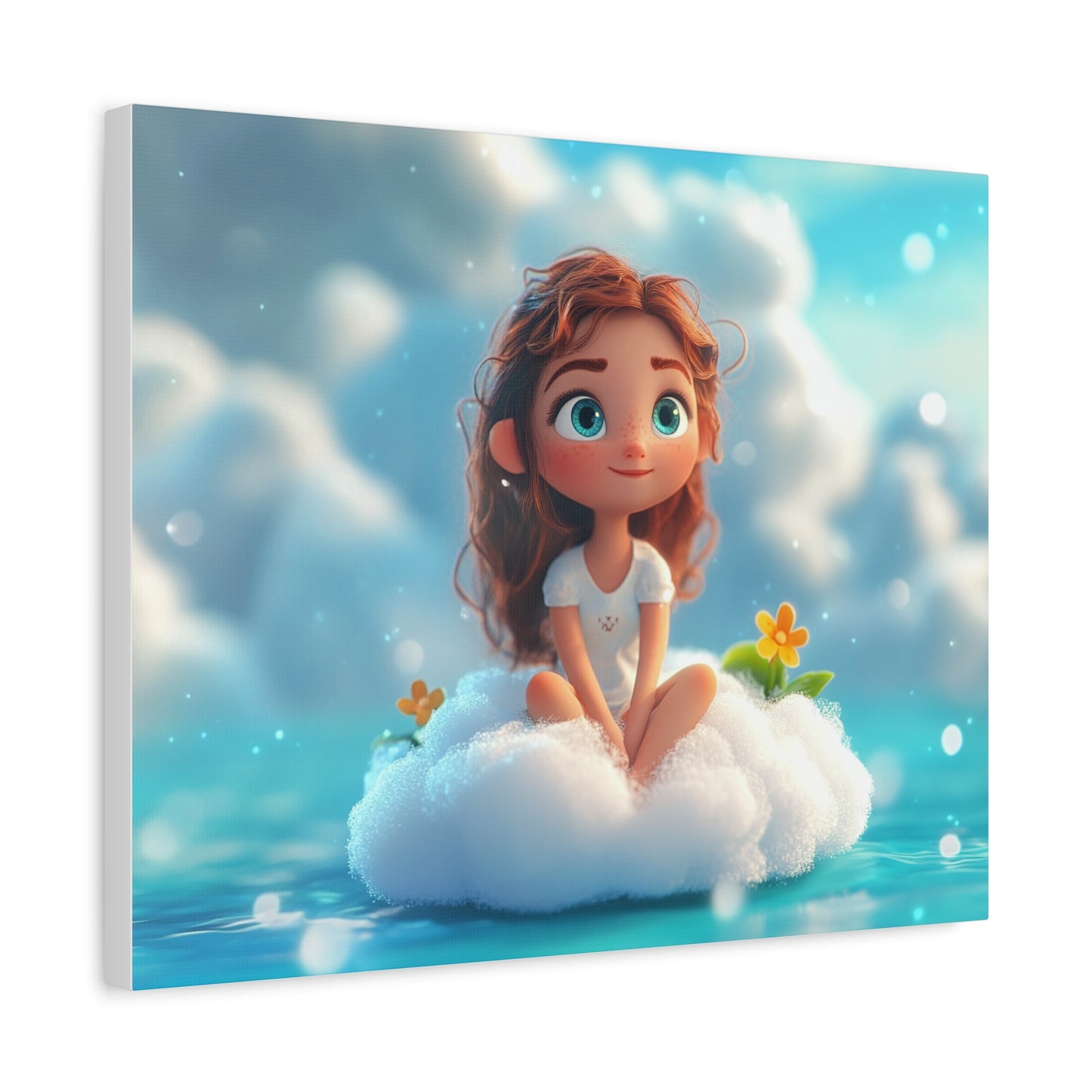 ☁️ Dívka na obláčku – Obraz jemnosti, snů a pohody