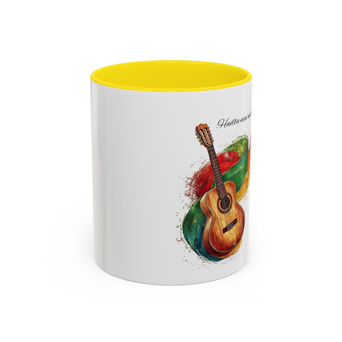 🎶 Hrnek s kytarou a citátem – Hudba je náš jazyk