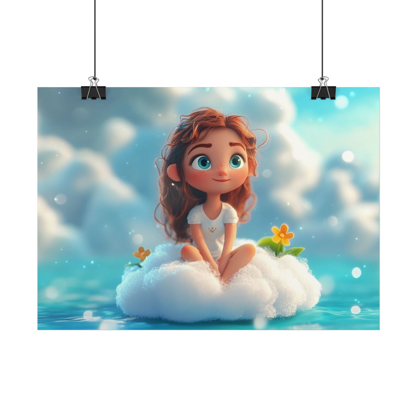 ☁️ Dívka na obláčku – Plakát pro děti