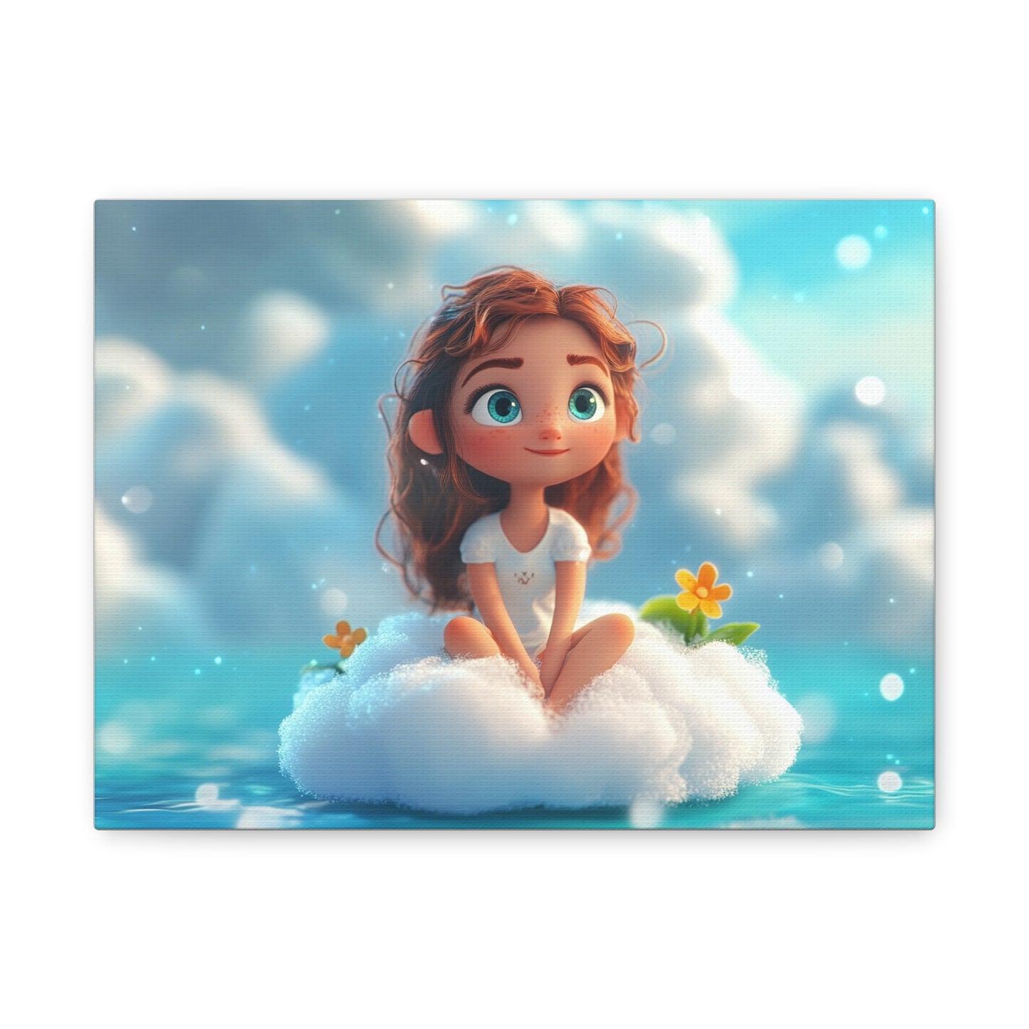 ☁️ Dívka na obláčku – Obraz jemnosti, snů a pohody