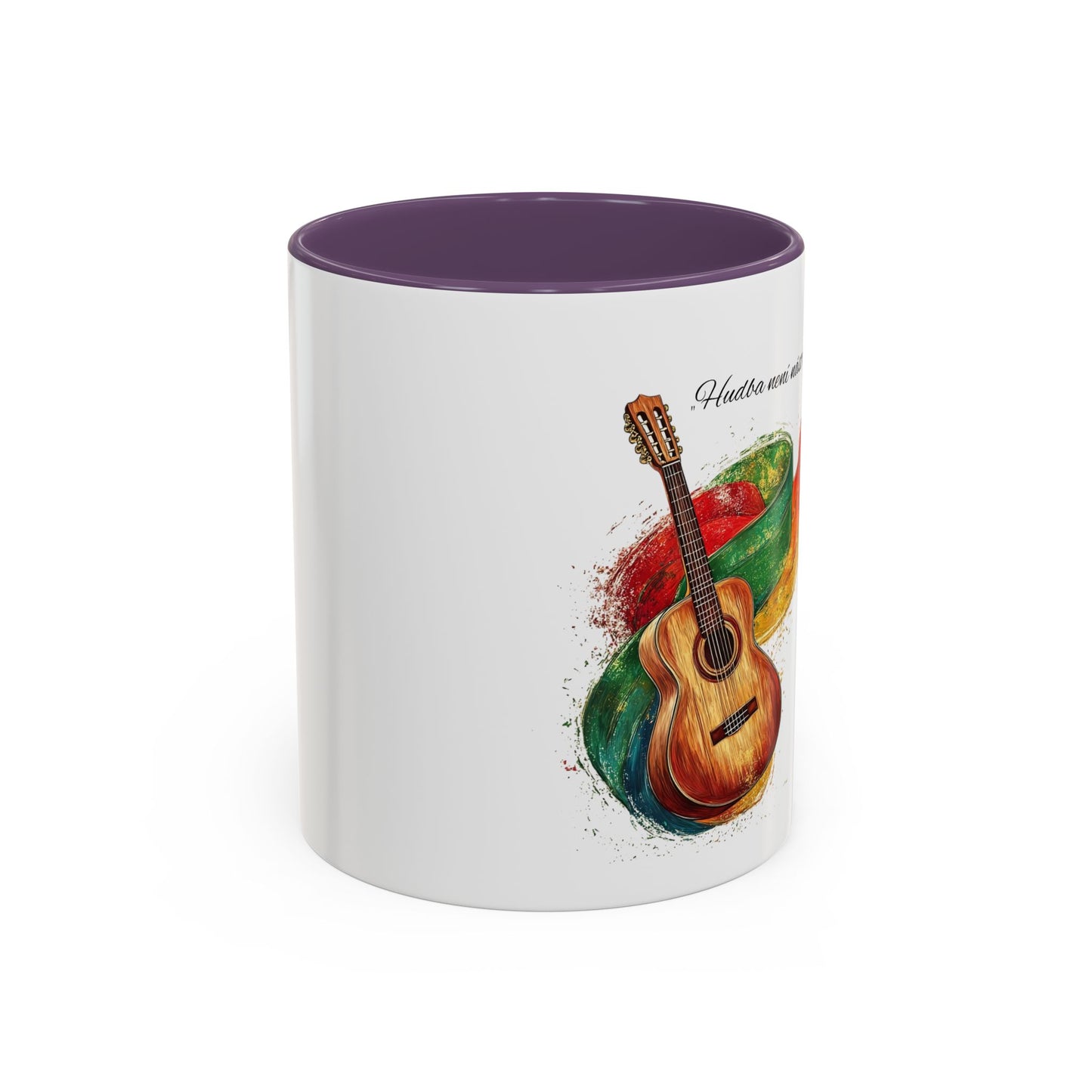 🎶 Hrnek s kytarou a citátem – Hudba je náš jazyk