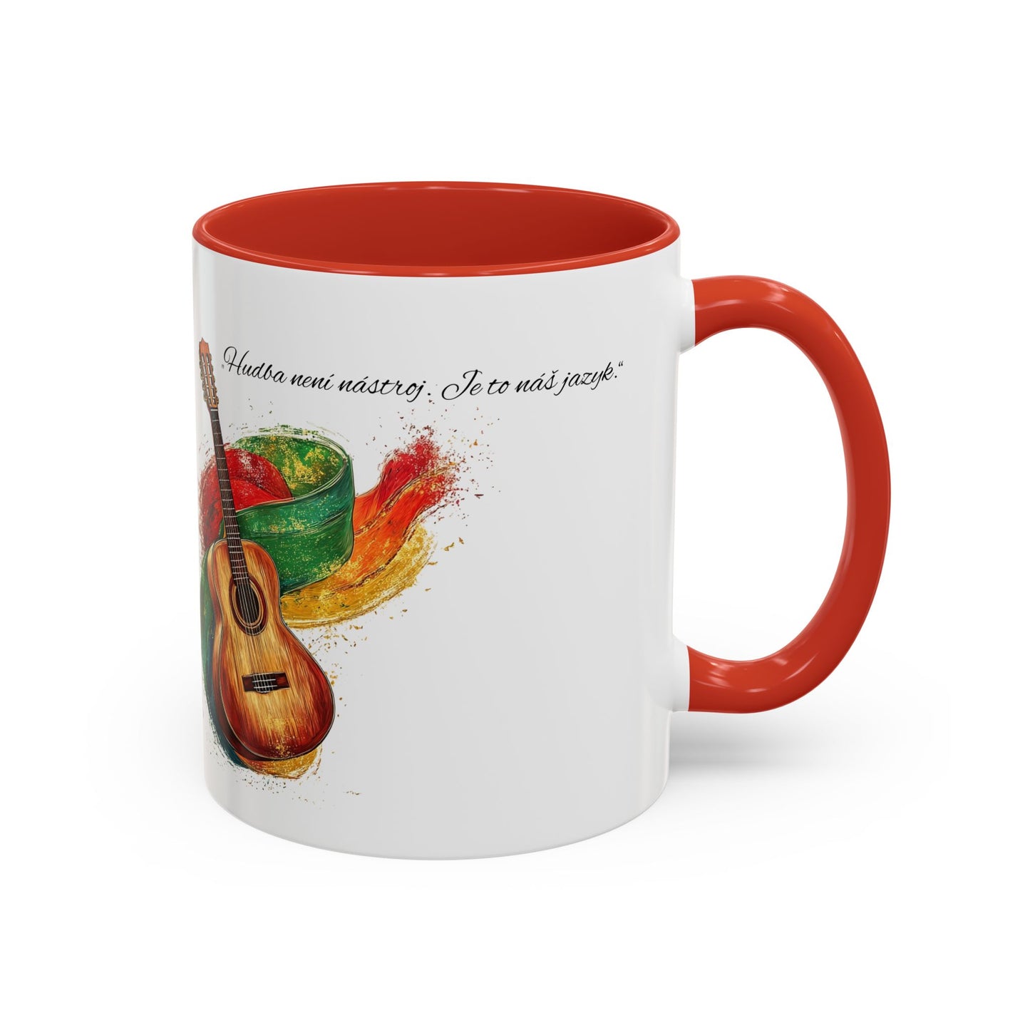 🎶 Hrnek s kytarou a citátem – Hudba je náš jazyk