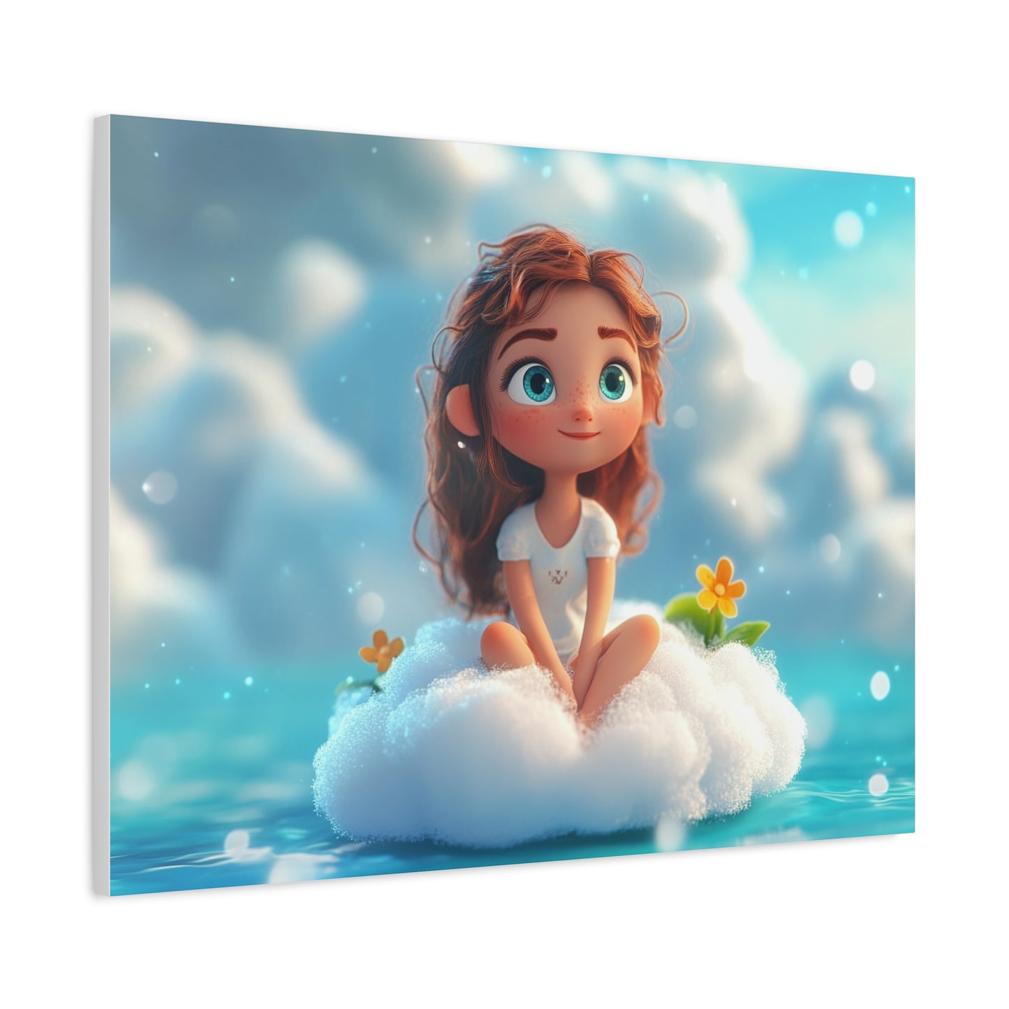 ☁️ Dívka na obláčku – Obraz jemnosti, snů a pohody