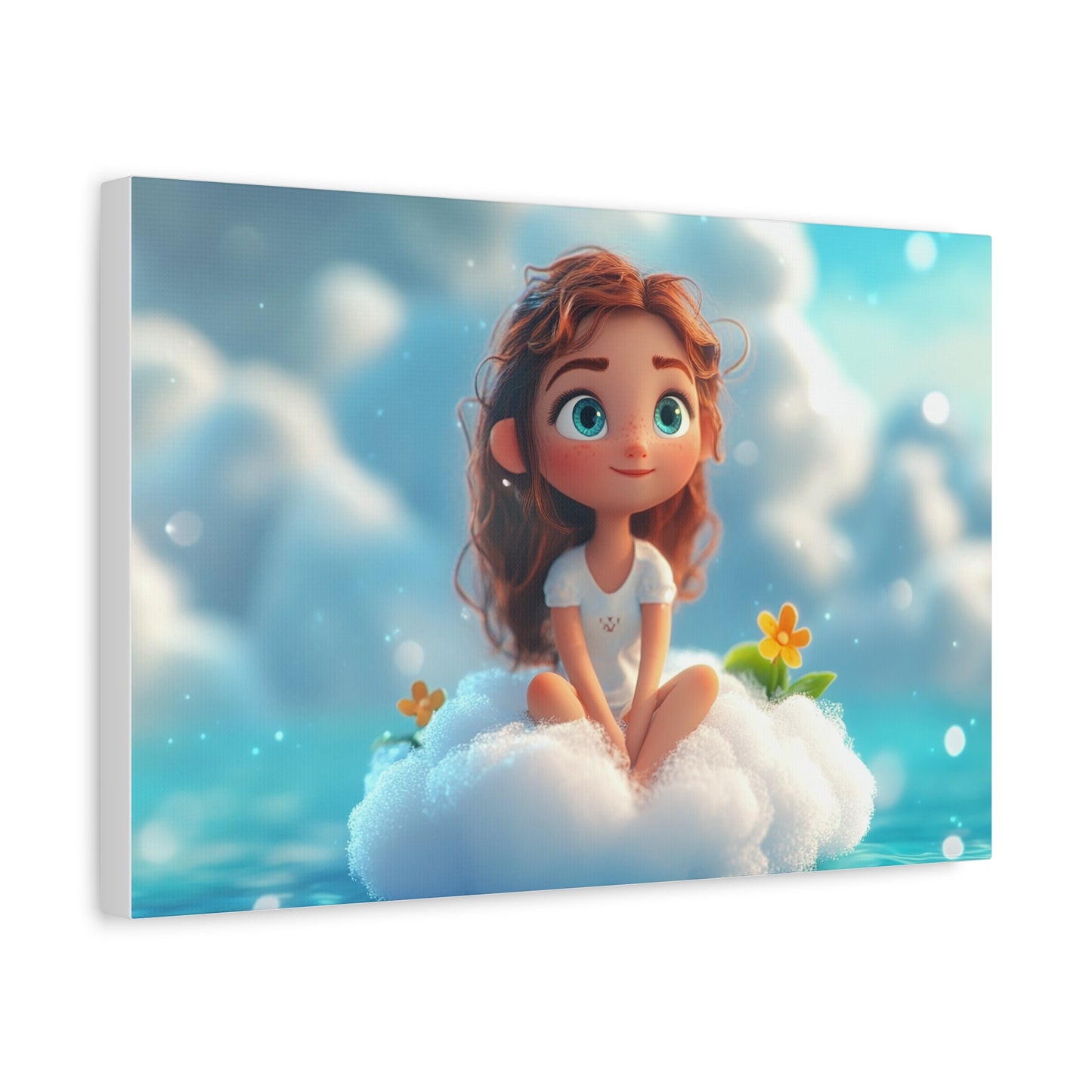 ☁️ Dívka na obláčku – Obraz jemnosti, snů a pohody