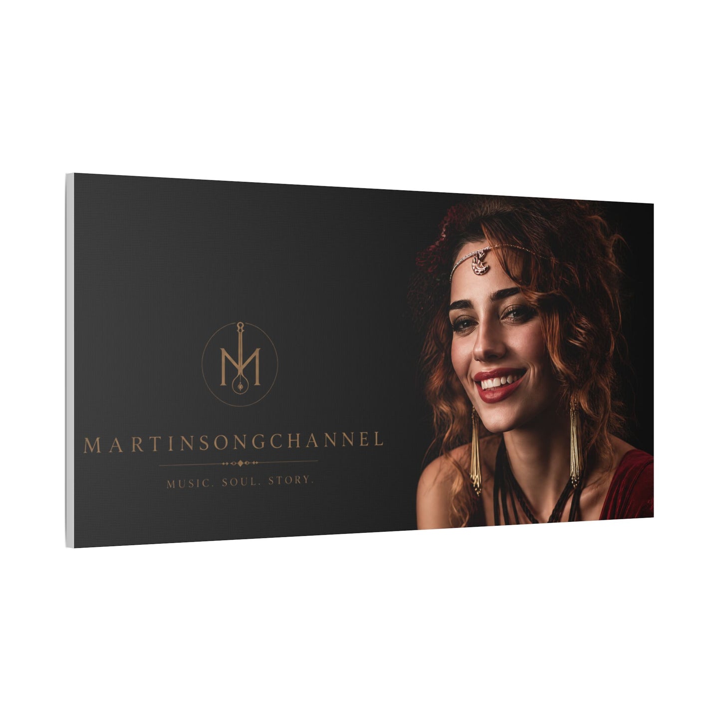 Portrait Satin Canvas Print - Elegant Bohemian Woman Wall Art (Stretched)