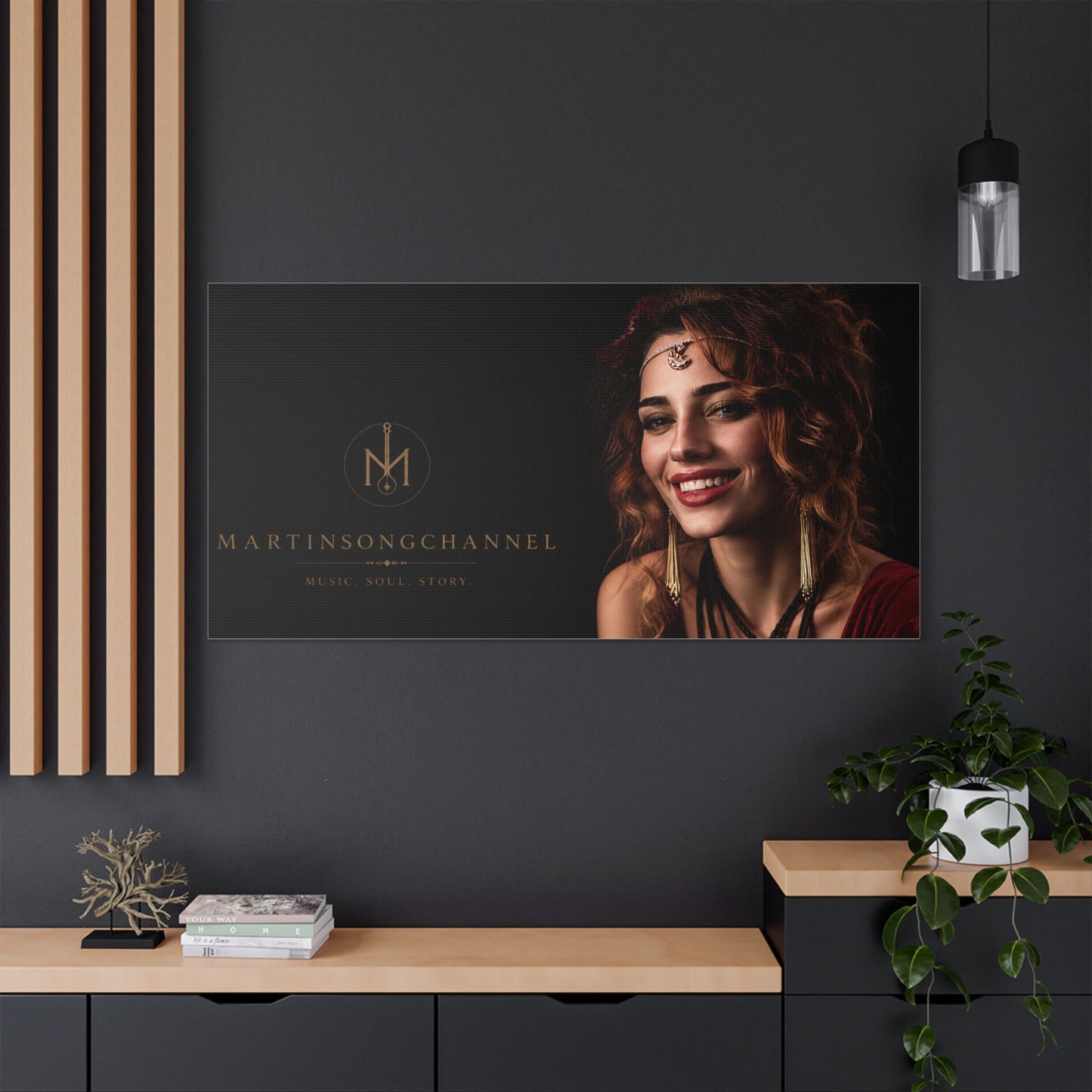 Portrait Satin Canvas Print - Elegant Bohemian Woman Wall Art (Stretched)