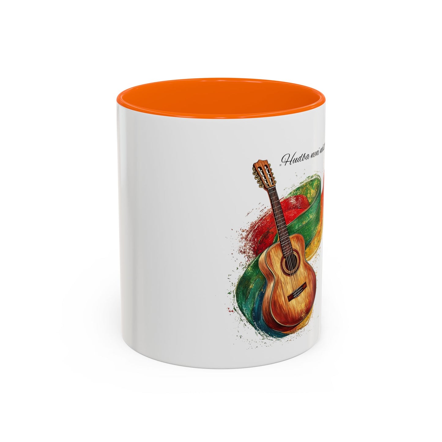 🎶 Hrnek s kytarou a citátem – Hudba je náš jazyk
