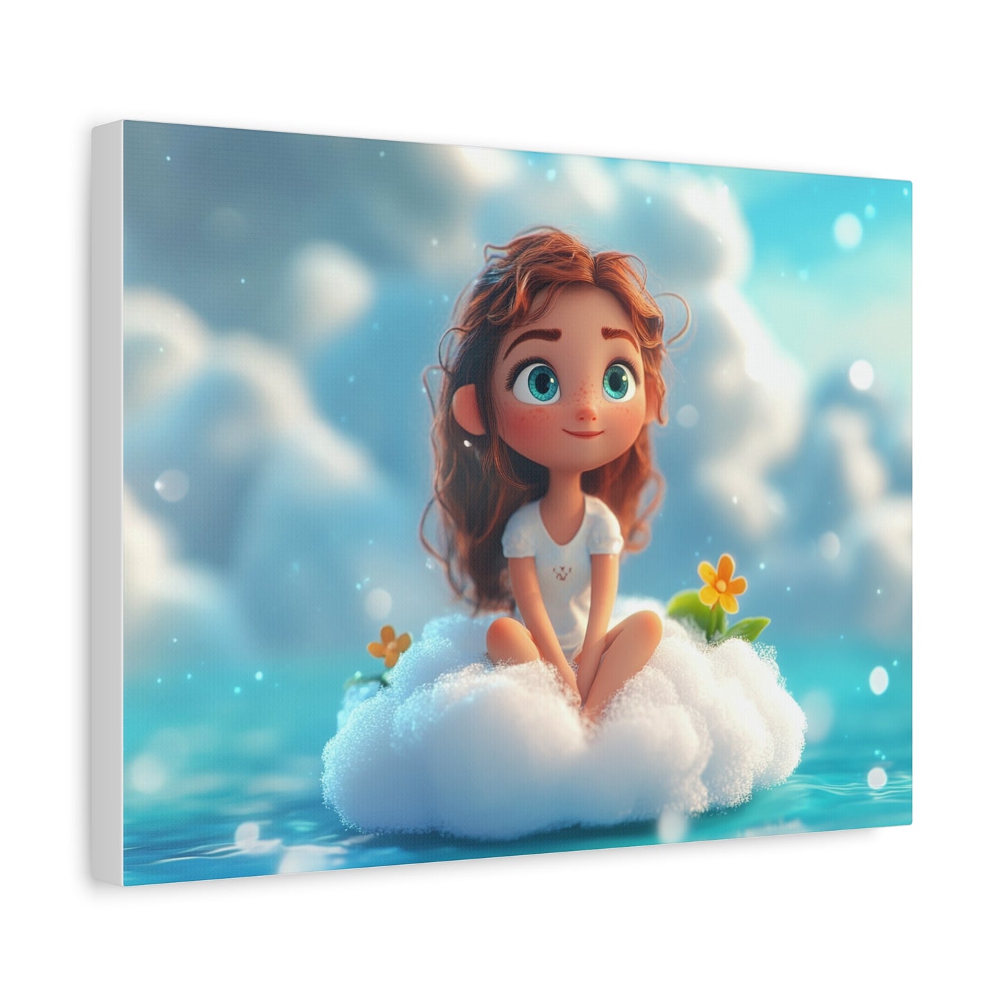 ☁️ Dívka na obláčku – Obraz jemnosti, snů a pohody