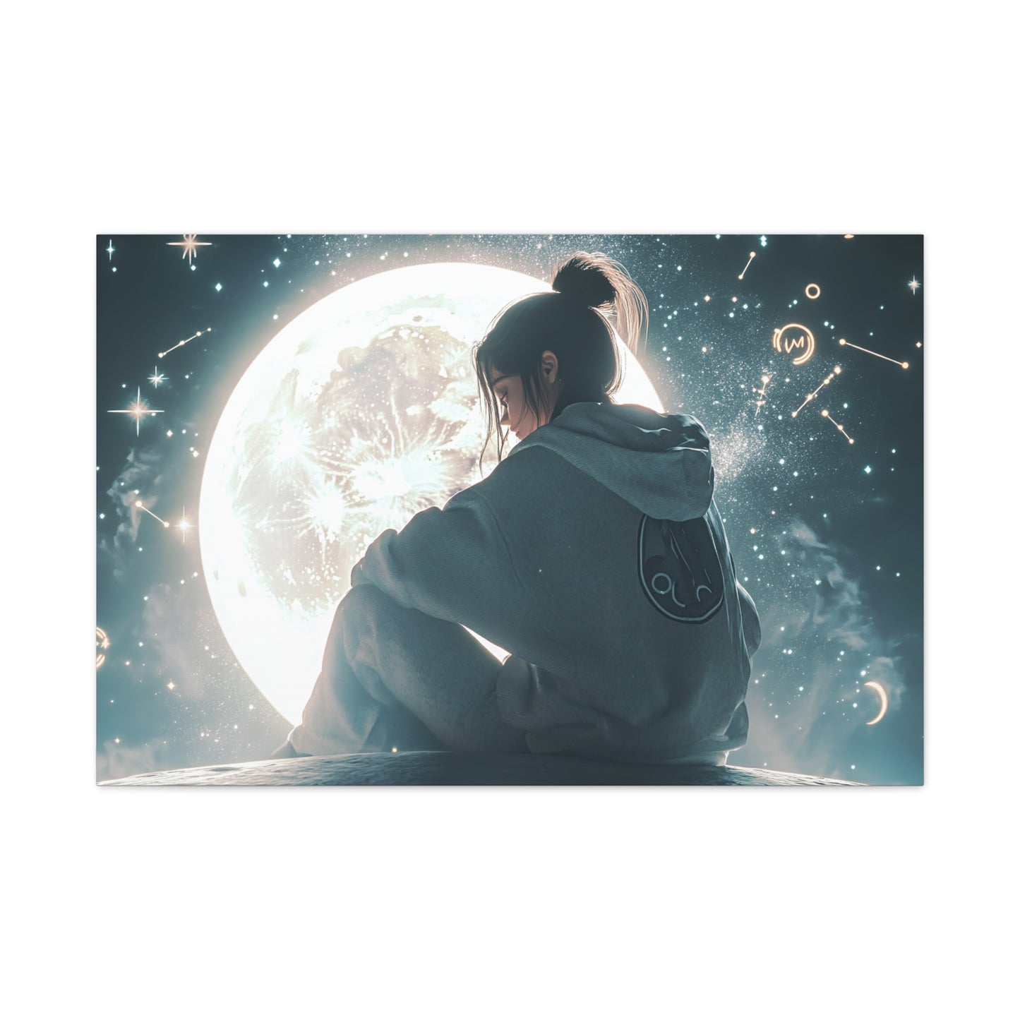 🌌 „Dívka a měsíc“ – Obraz, který ztiší celý vesmír