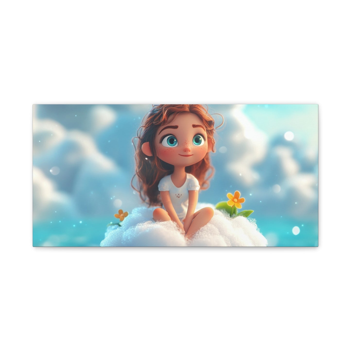 ☁️ Dívka na obláčku – Obraz jemnosti, snů a pohody