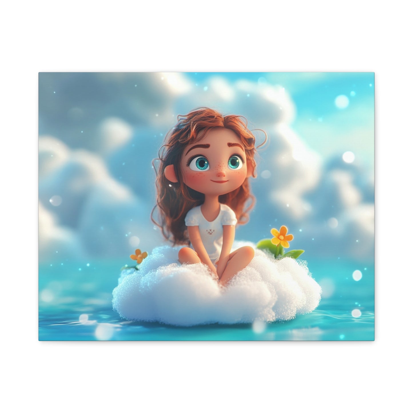 ☁️ Dívka na obláčku – Obraz jemnosti, snů a pohody