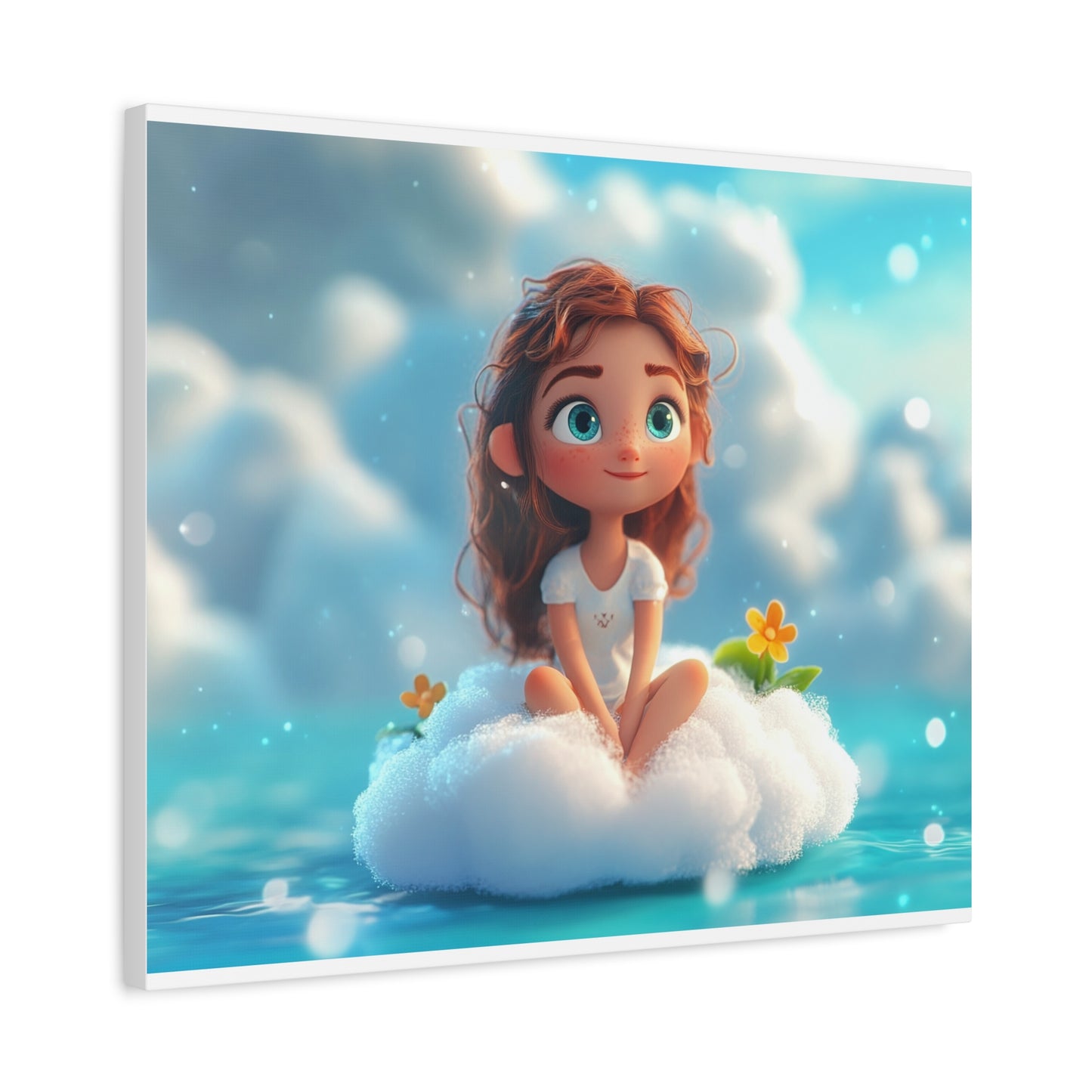 ☁️ Dívka na obláčku – Obraz jemnosti, snů a pohody