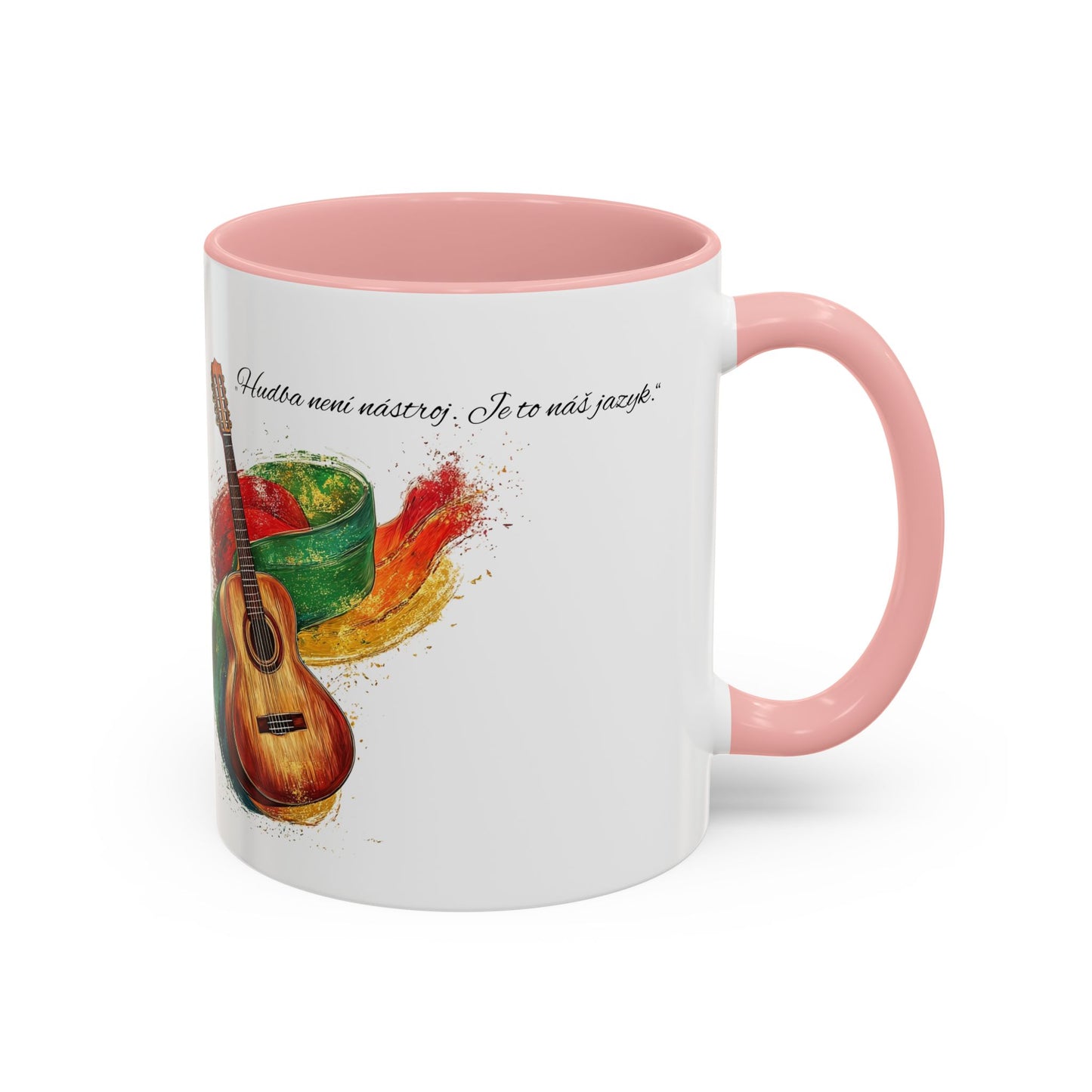 🎶 Hrnek s kytarou a citátem – Hudba je náš jazyk