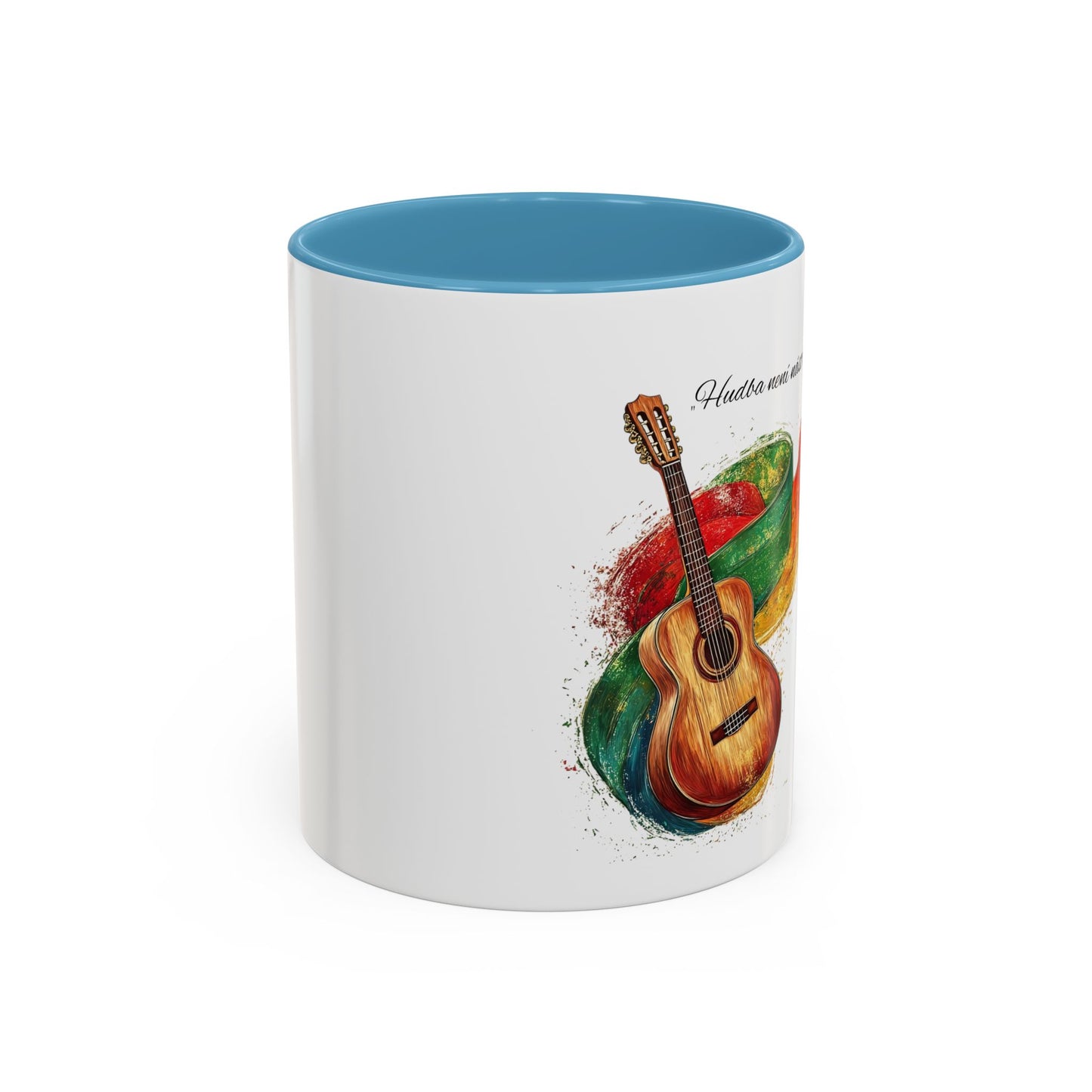 🎶 Hrnek s kytarou a citátem – Hudba je náš jazyk