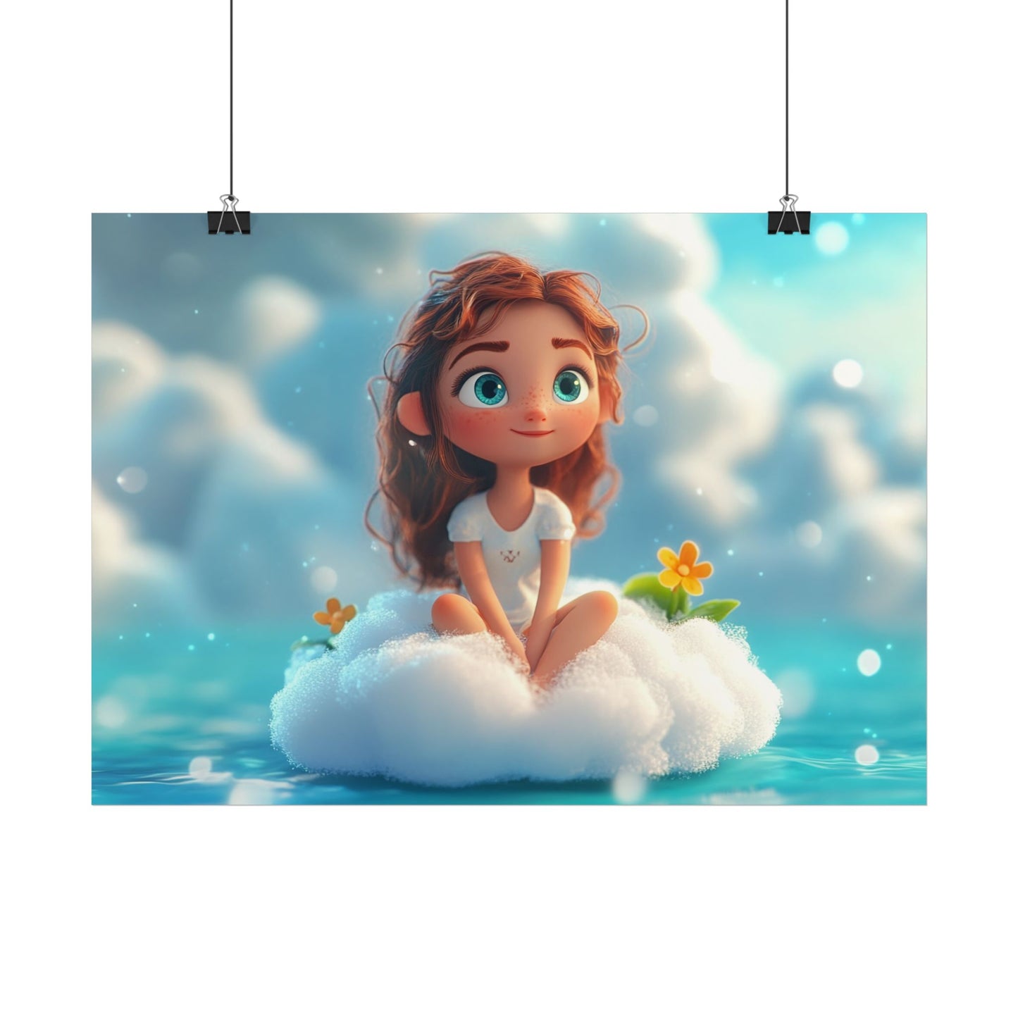 ☁️ Dívka na obláčku – Plakát pro děti