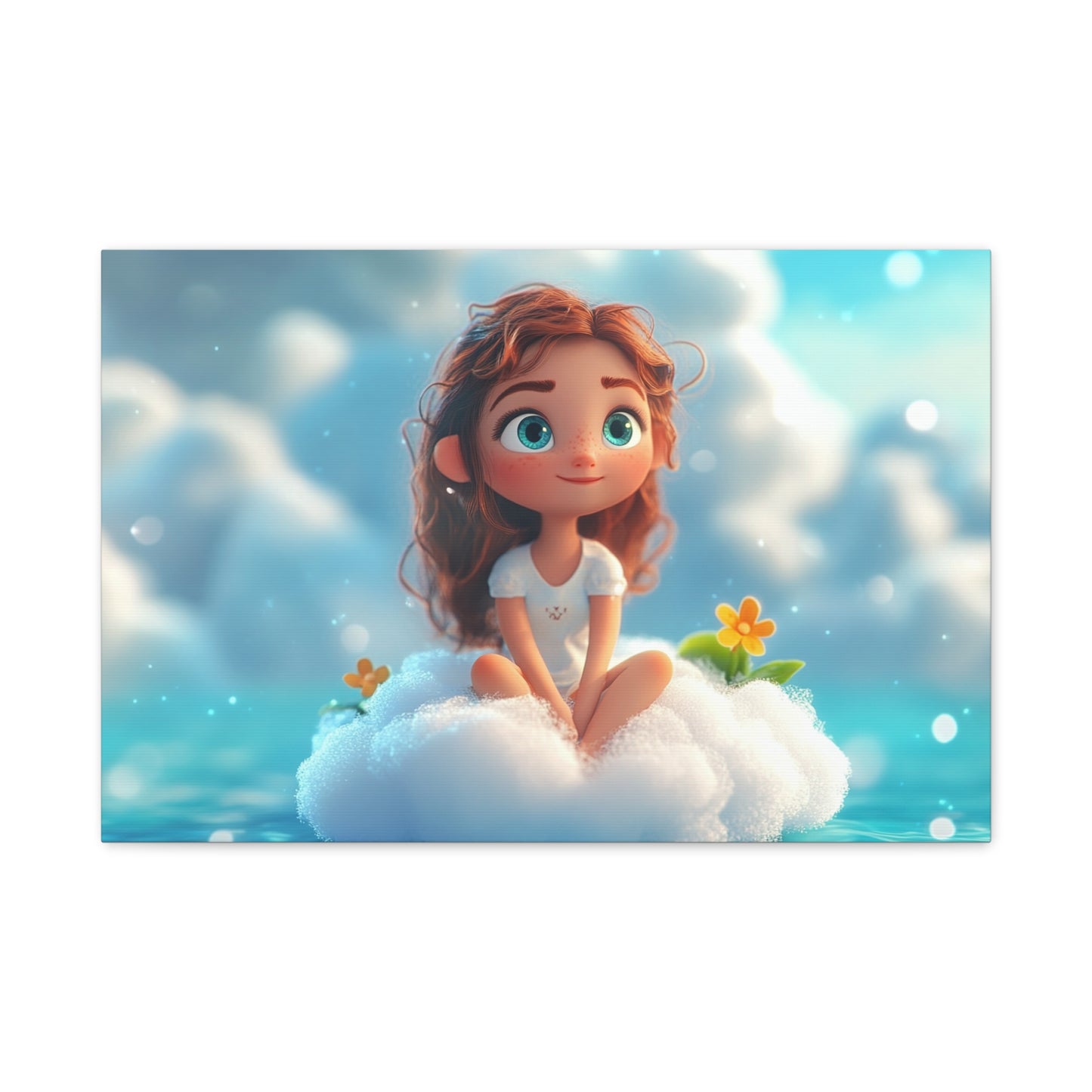 ☁️ Dívka na obláčku – Obraz jemnosti, snů a pohody