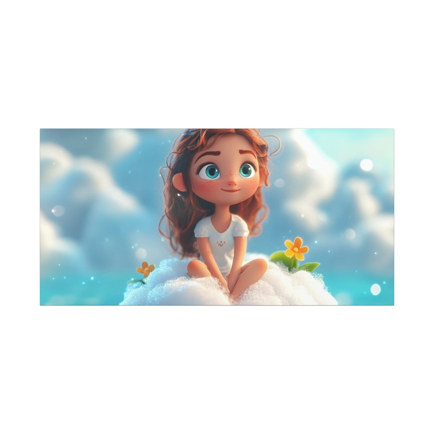 ☁️ Dívka na obláčku – Obraz jemnosti, snů a pohody