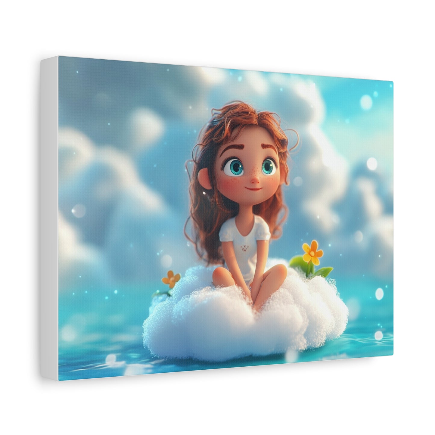 ☁️ Dívka na obláčku – Obraz jemnosti, snů a pohody