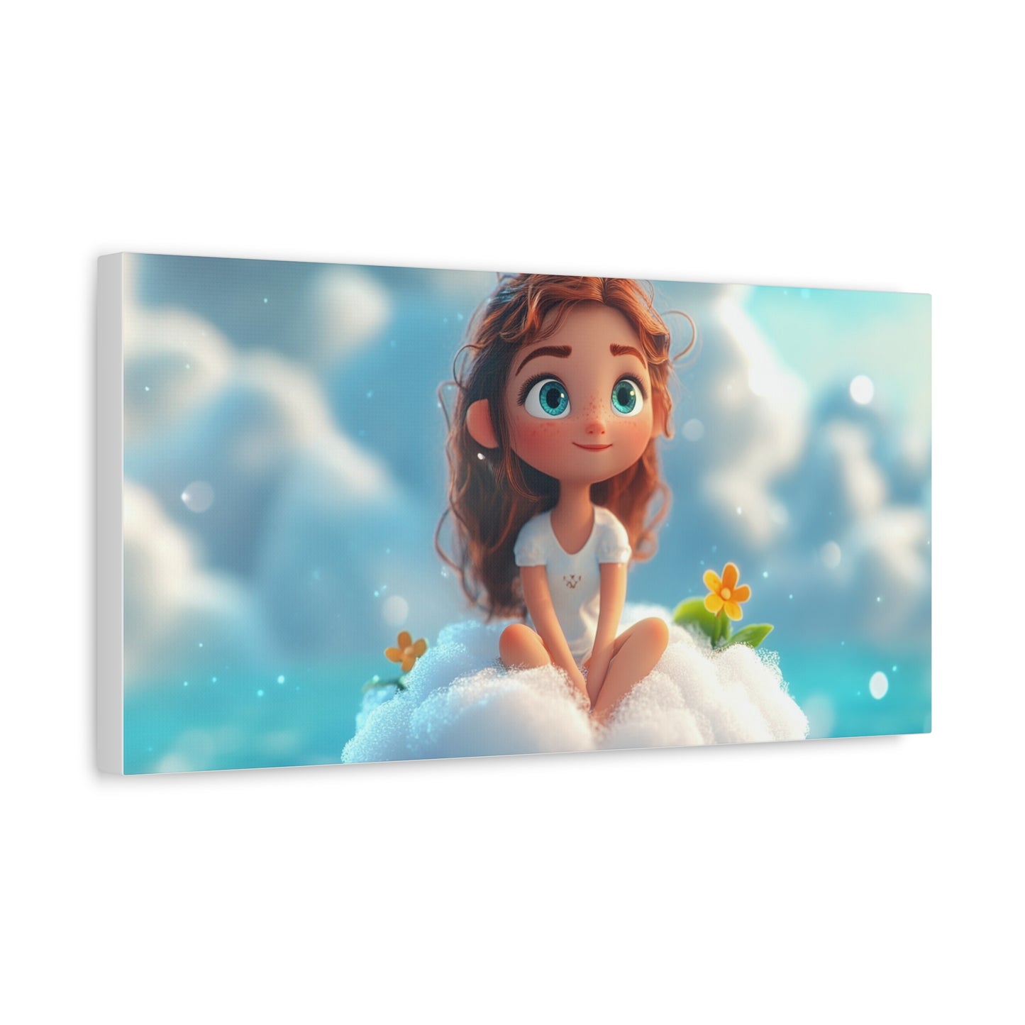 ☁️ Dívka na obláčku – Obraz jemnosti, snů a pohody