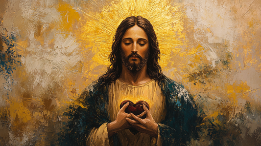 Digitální umělecké dílo v duchovním stylu – Svaté Srdce Ježíšovo